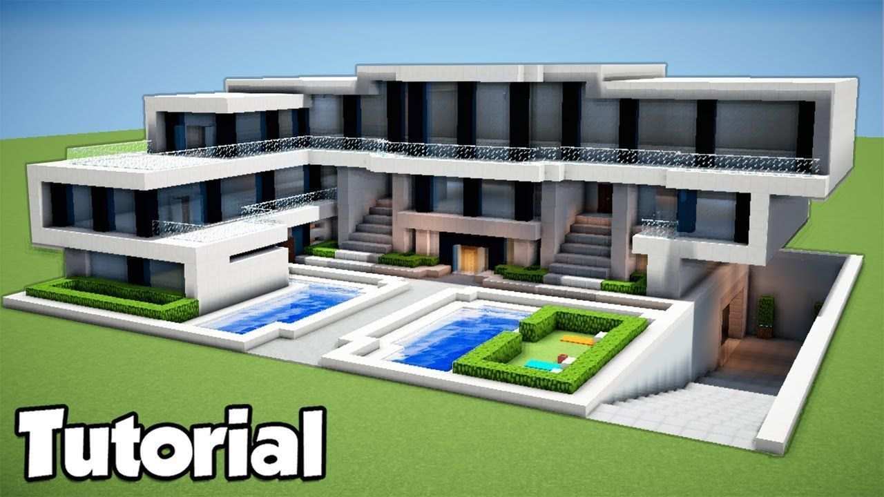 Minecraft How To Build A Large Modern House Tutorial 2018 Minecraft How To Build A Large Modern House T Moderne Hauser Bauen Modernes Haus Haus Bauen