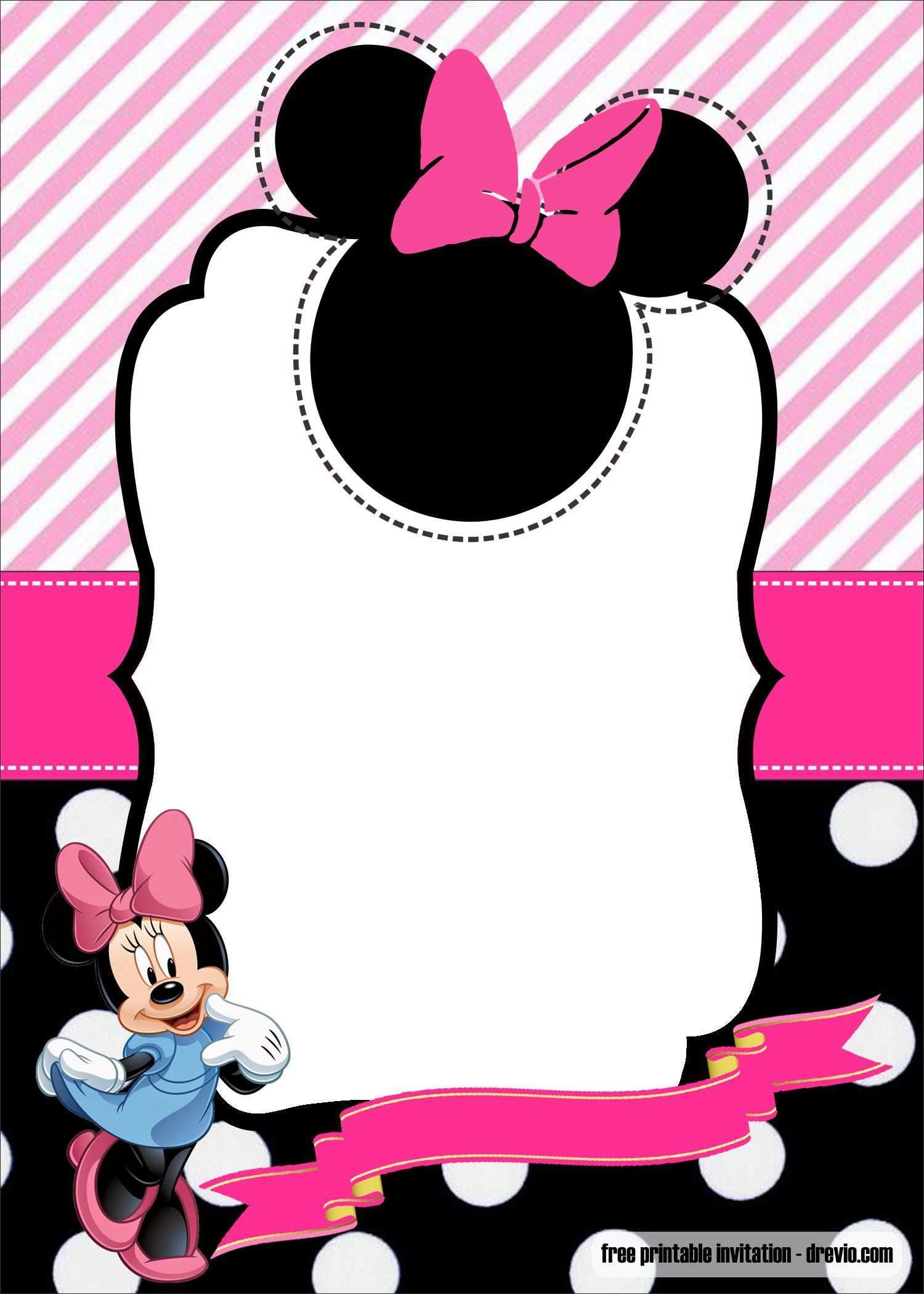 Free Minnie Mouse 1st Birthday Invitation Template Drevio Minnie Mouse Birthday Invitations Minnie Mouse Invitations Minnie Mouse 1st Birthday