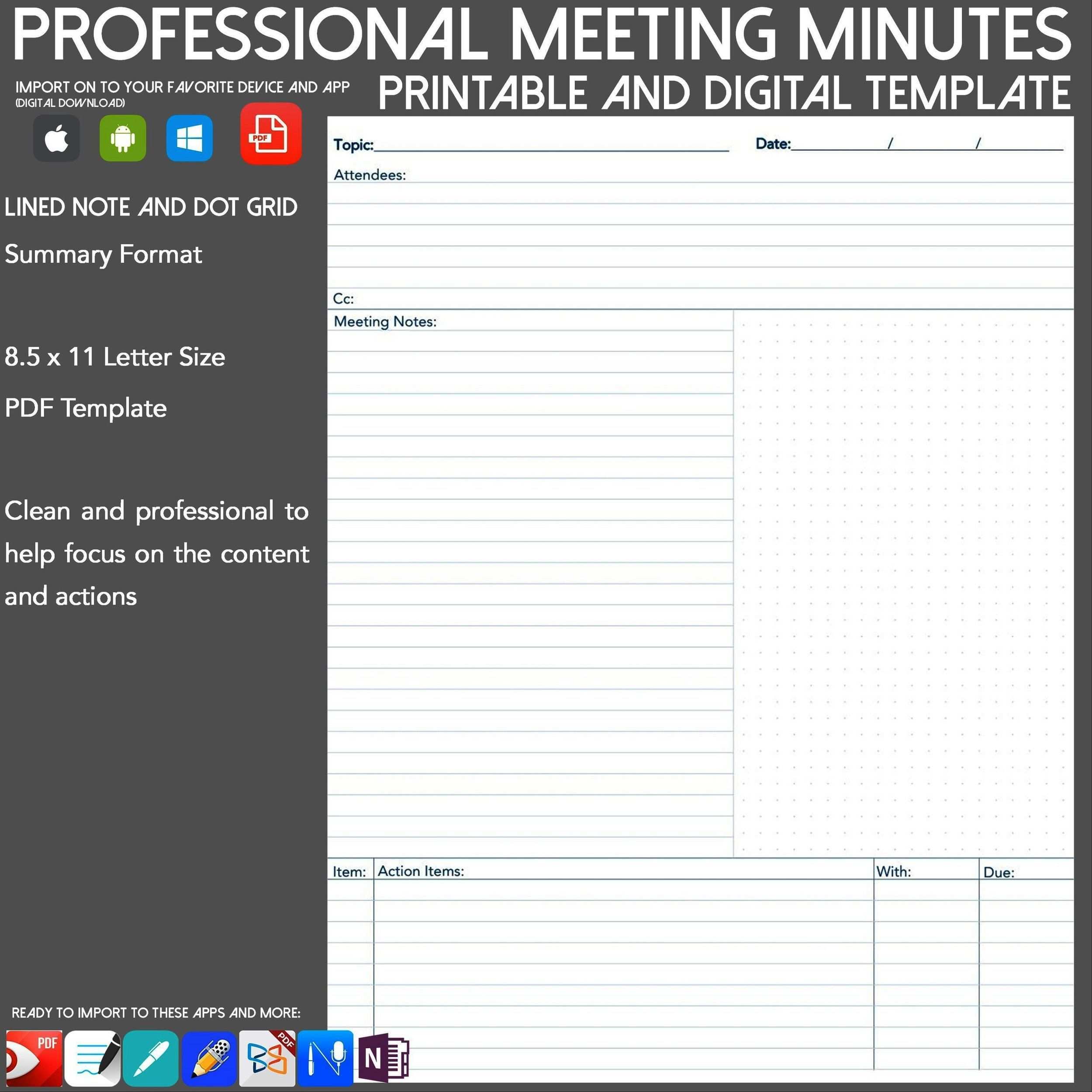 Meeting Minute Template Templates Meeting Notes Template Printable