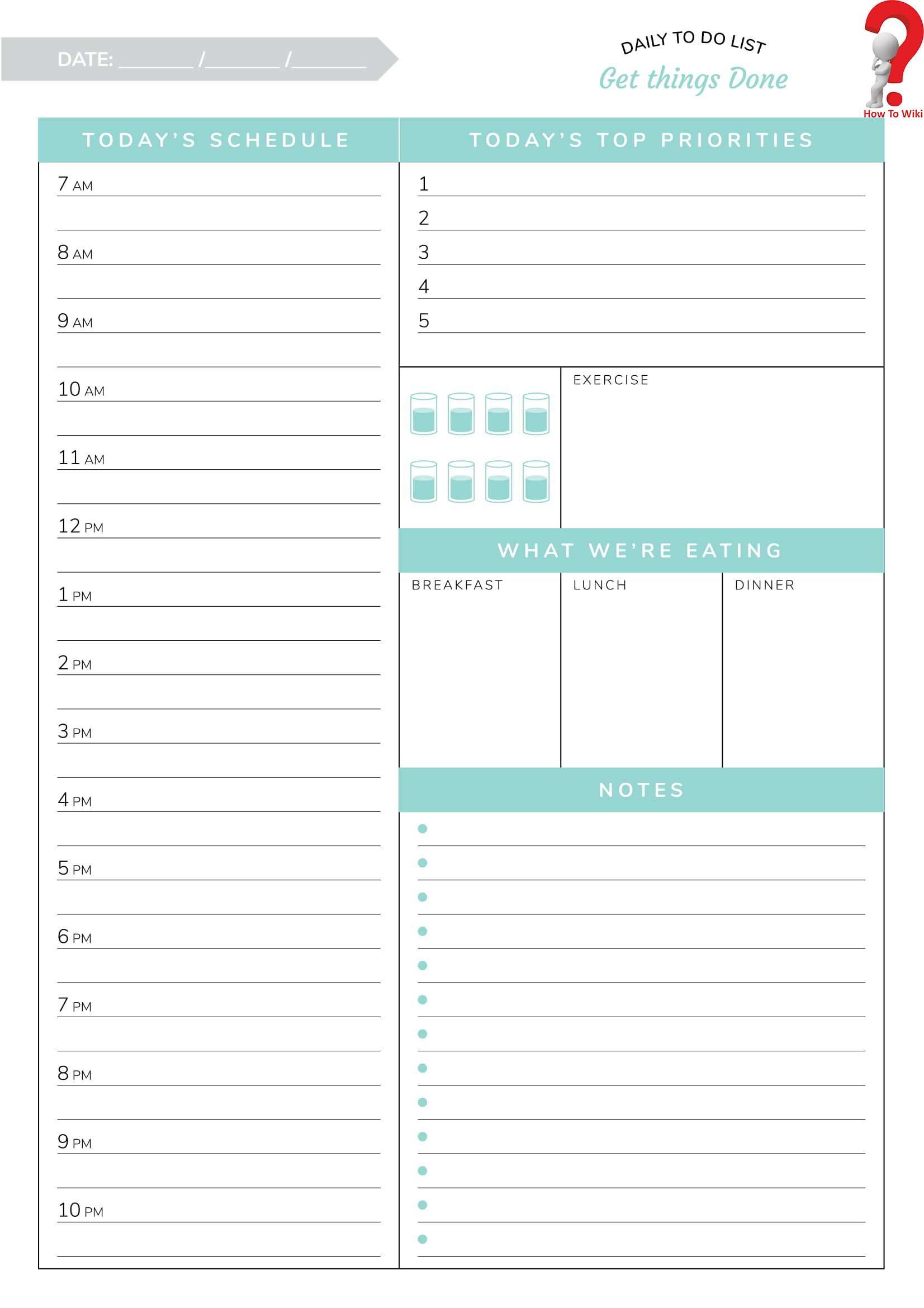 Printable Daily Planner Daily Planner Sheets Daily Planner Template Daily Schedule Template