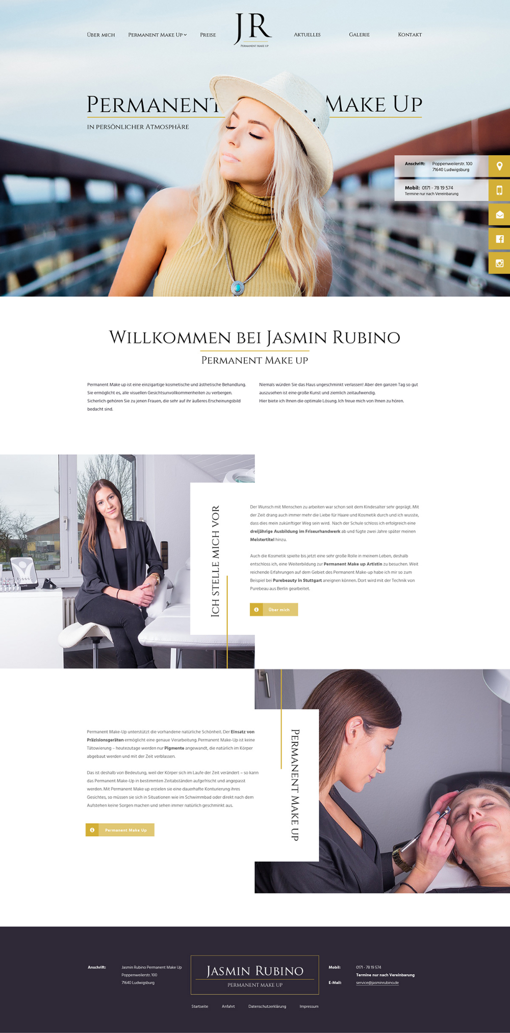 Jasmin Rubino Permanent Make Up Website Design On Behance In 2020 Website Design How To Make Make Up