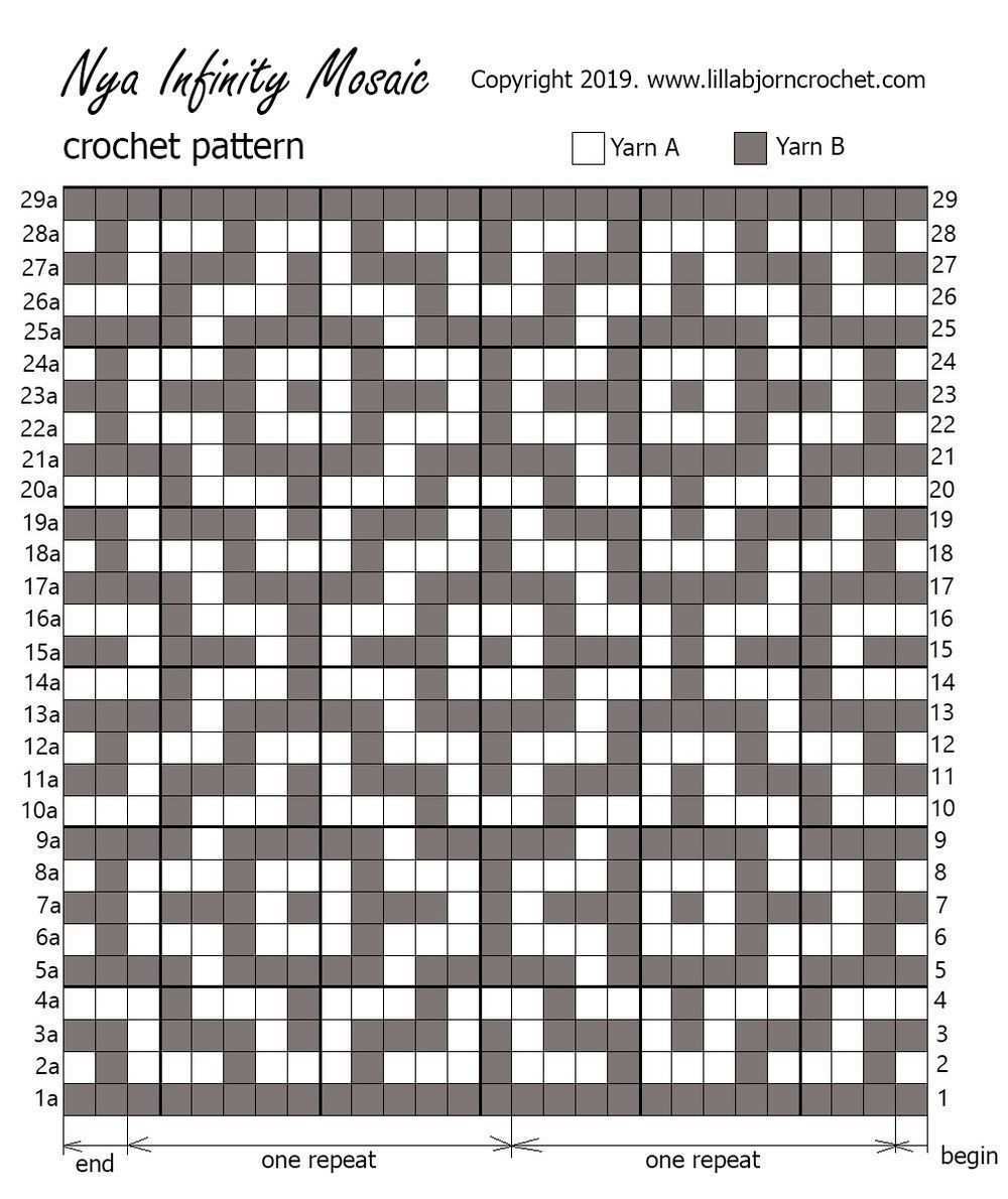 Nya Mosaic Blanket Infinity Version Free Crochet Pattern In 2020 Tapestry Crochet Patterns Crochet Tapestry Tapestry Crochet