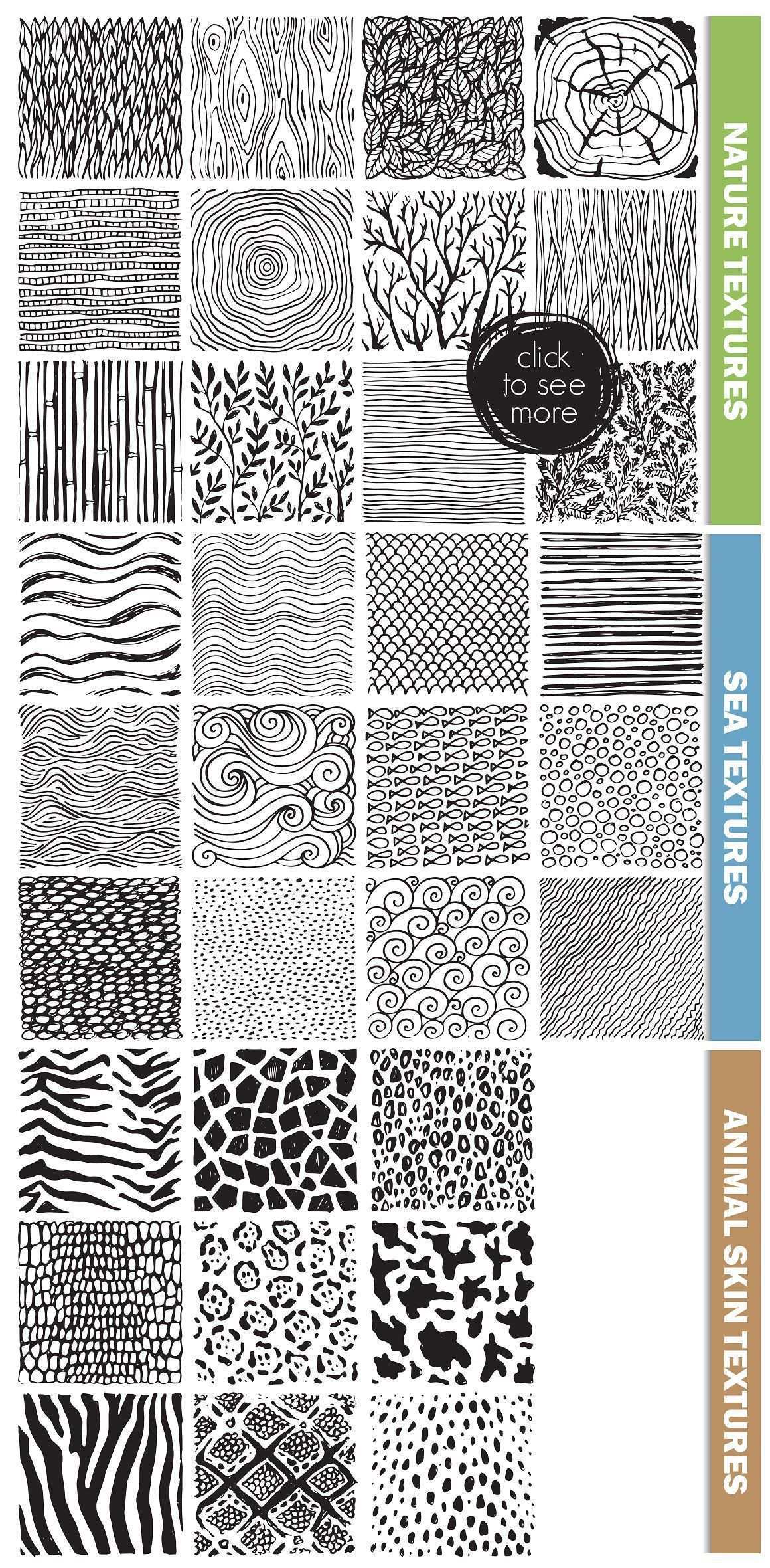 Big Abstract Textures Set Musterkunst Zeichnung Erstellen Zentangle Muster