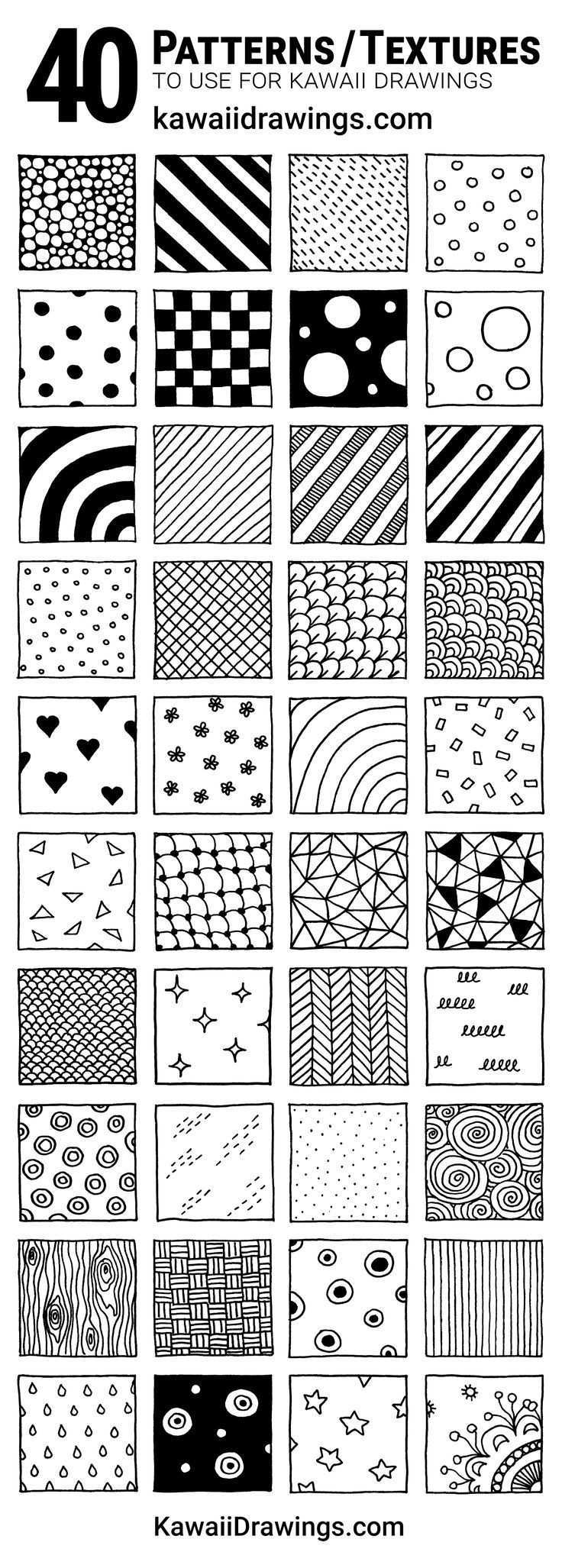 Kunst Zeichnungen 40 Textures And Patterns For Kawaii Drawings Artdrawingseasy Artdrawingsgirl Artdrawingssimpledoo Musterkunst Zeichnung Muster Malen
