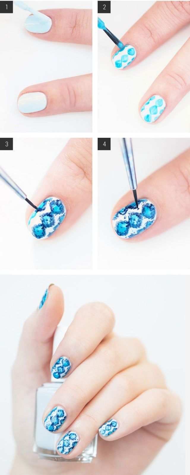 Fingernagel Design Zum Selbermachen 29 Anleitungen Blue Drawings Fingernail Designs Eye Makeup