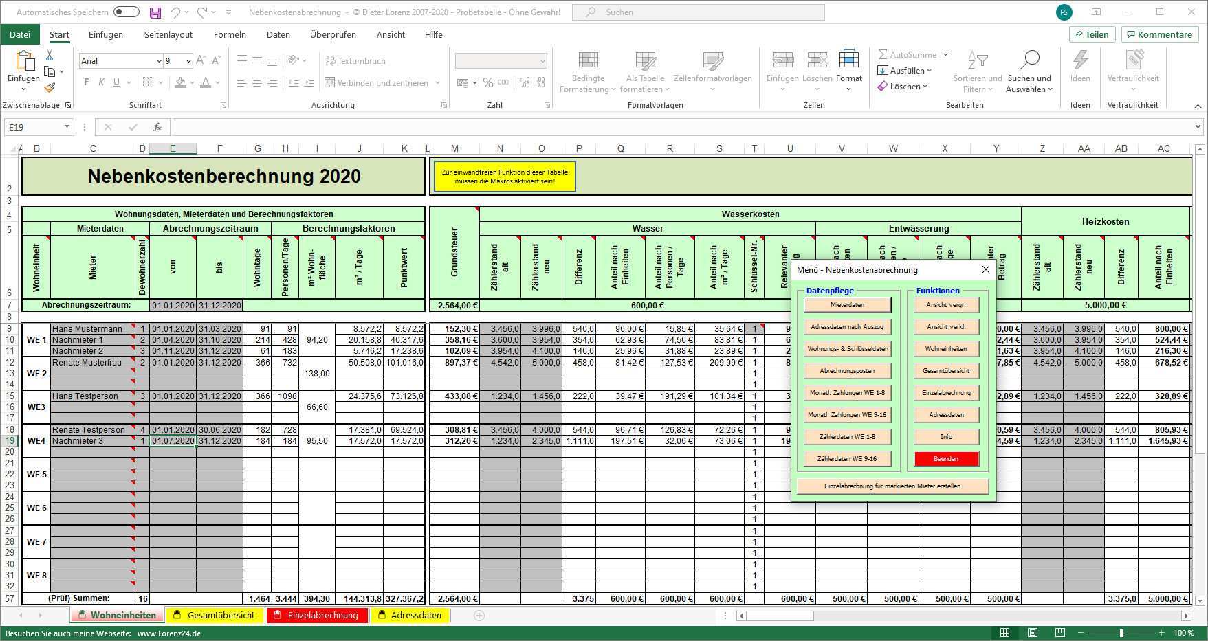 Nebenkostenabrechnung Excel Vorlage Download Computer Bild