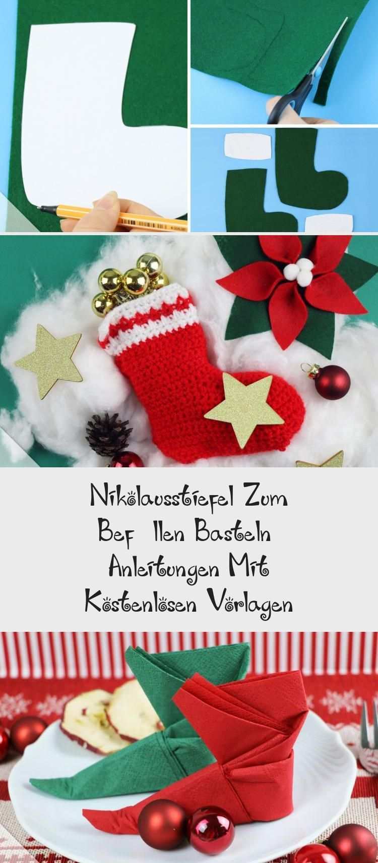 Anleitung Nikolausstiefel Basteln Aus Filz Talu De Vorschulebasteln In 2020 Christmas Stockings Holiday Decor Holiday