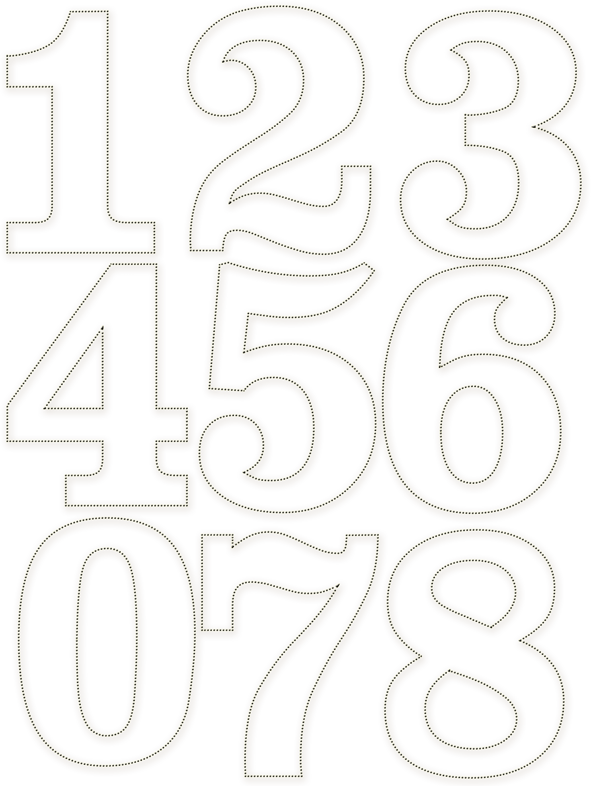 Dotted Outlined Numbers Not 9by11 4by5 Png 1200 1594 Applique Patterns Coloring Pages Mosaic