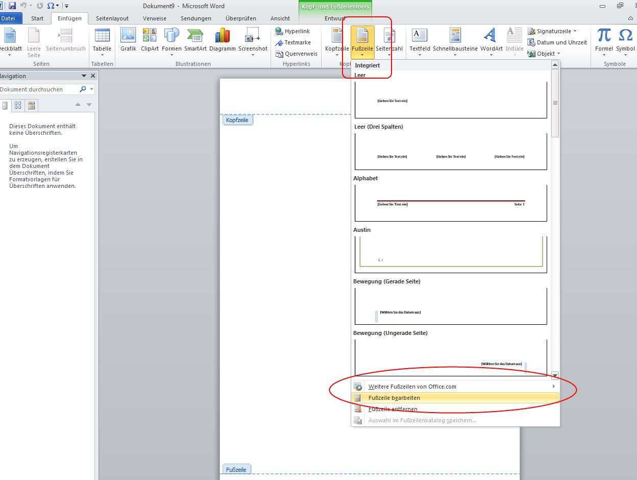 Word Dateinamen Und Speicherort Im Dokument Anzeigen