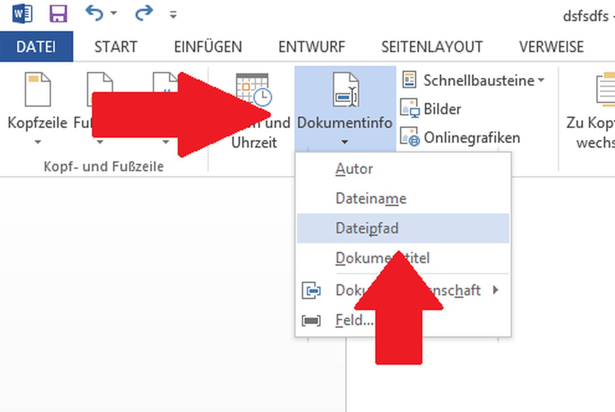 Ms Office Word Dateipfad Einfugen Chip