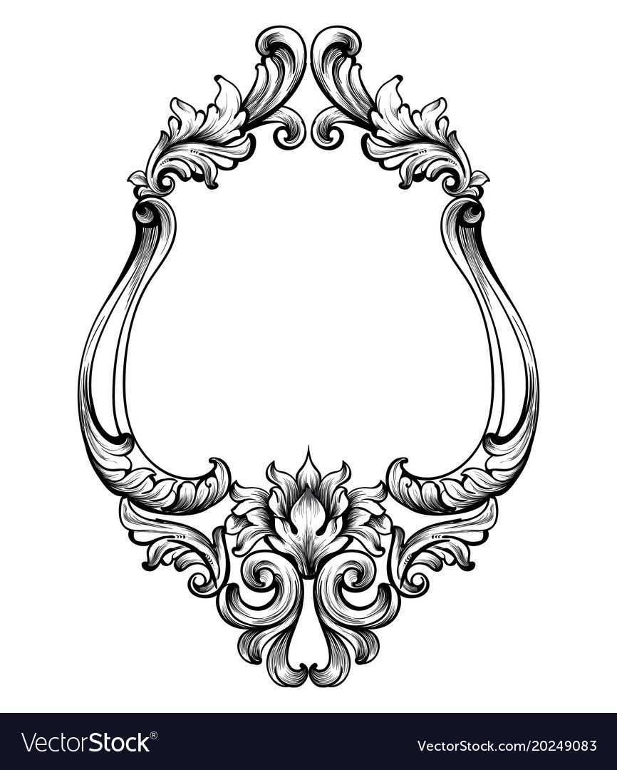 Baroque Frame Decor Vector Detailed Rich Ornament Vector Illustration Graphic Line Art D Rahmen Tattoos Ornamente Uhr Tattoo Vorlagen