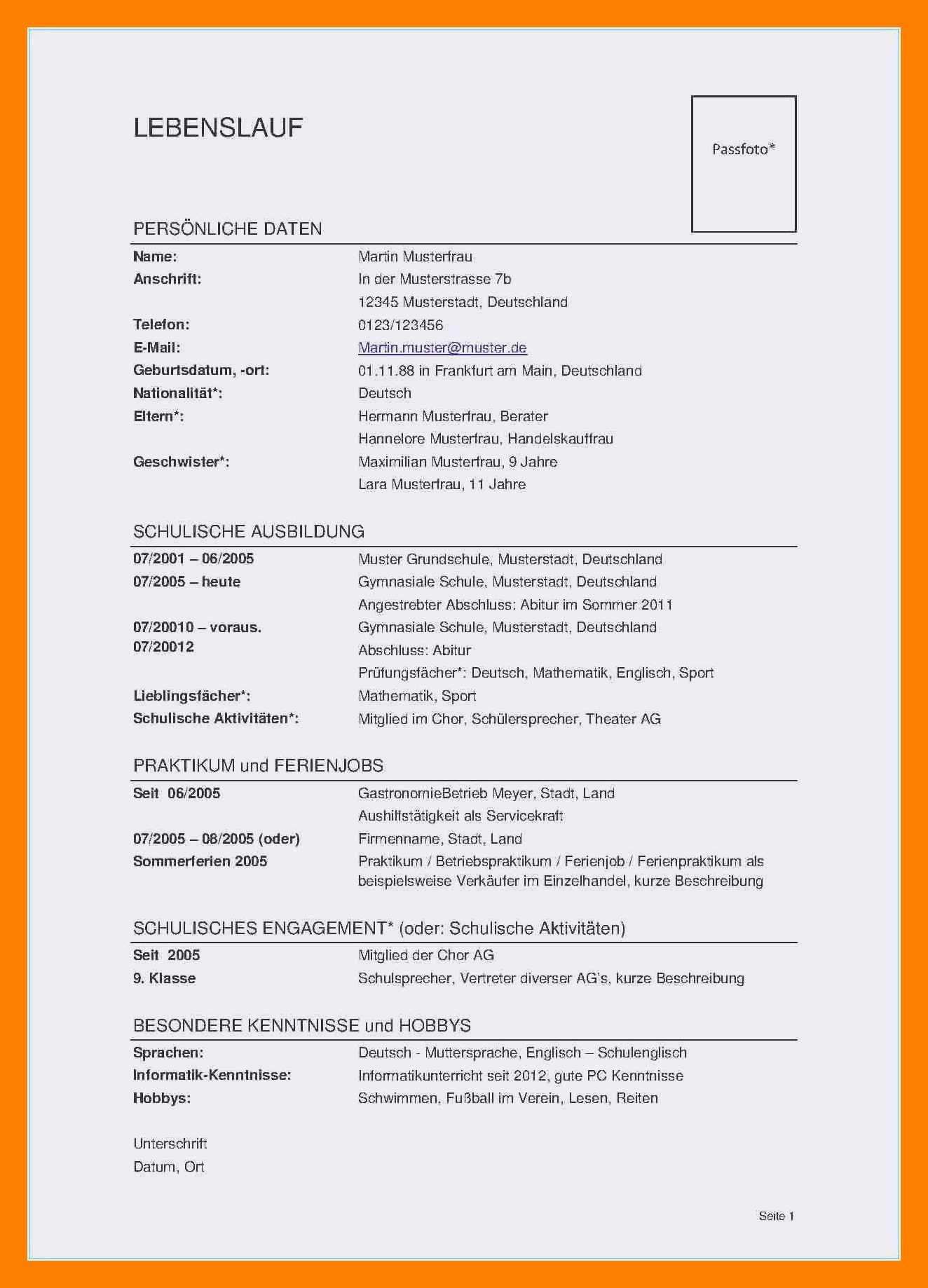Frisch Lebenslauf Informatiker Muster Briefprobe Briefformat Briefvorlage Person Personalized Items
