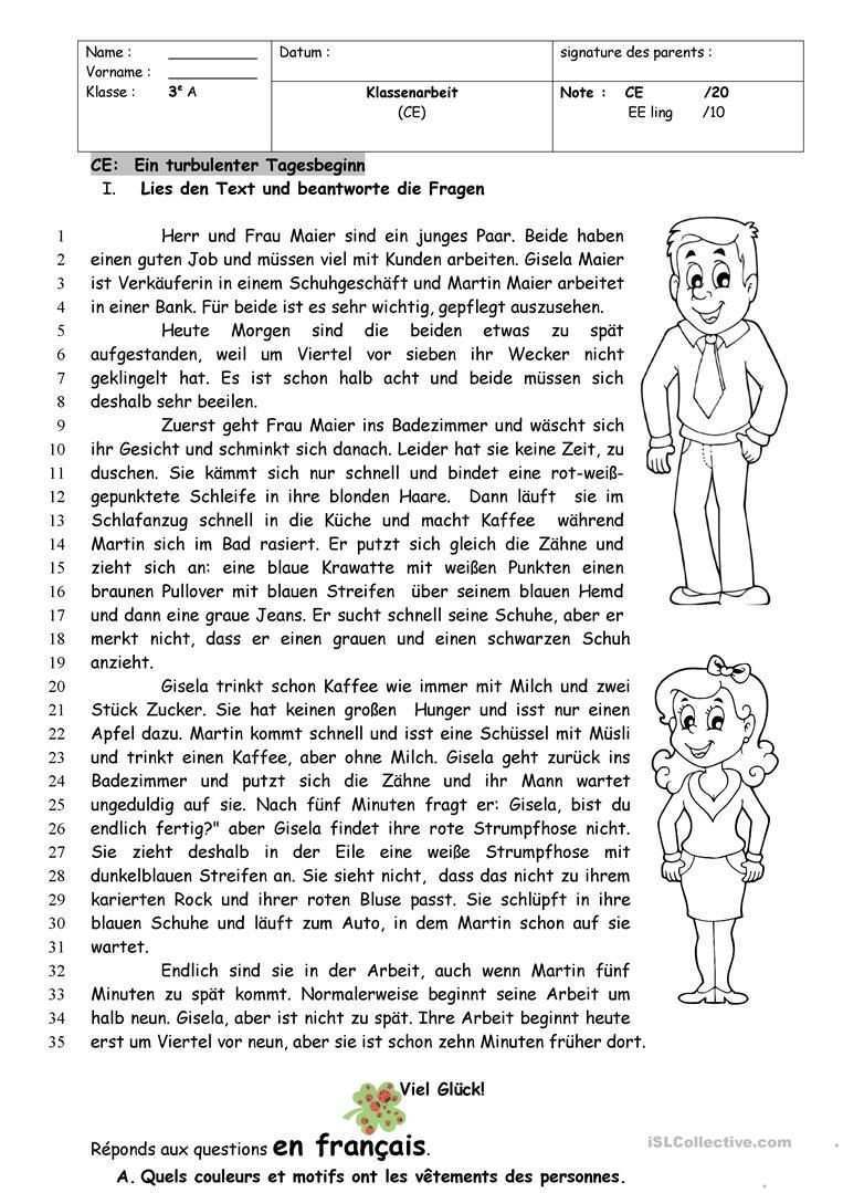 Alltag Personliche Beschreibung Personenbeschreibung Personenbeschreibung Grundschule Deutsch Lesen