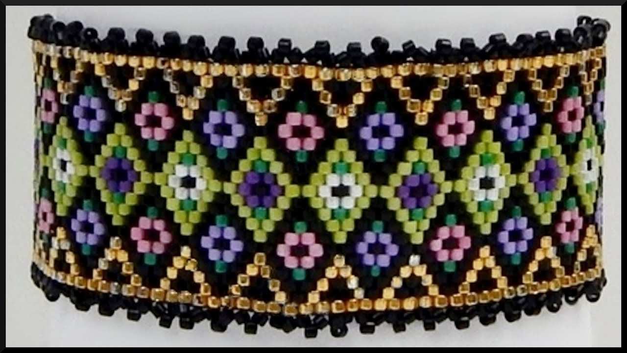 Diy Peyote Blumen Perlen Armband Muster Beaded Bracelet Pattern Beadwork Jewelry Youtube