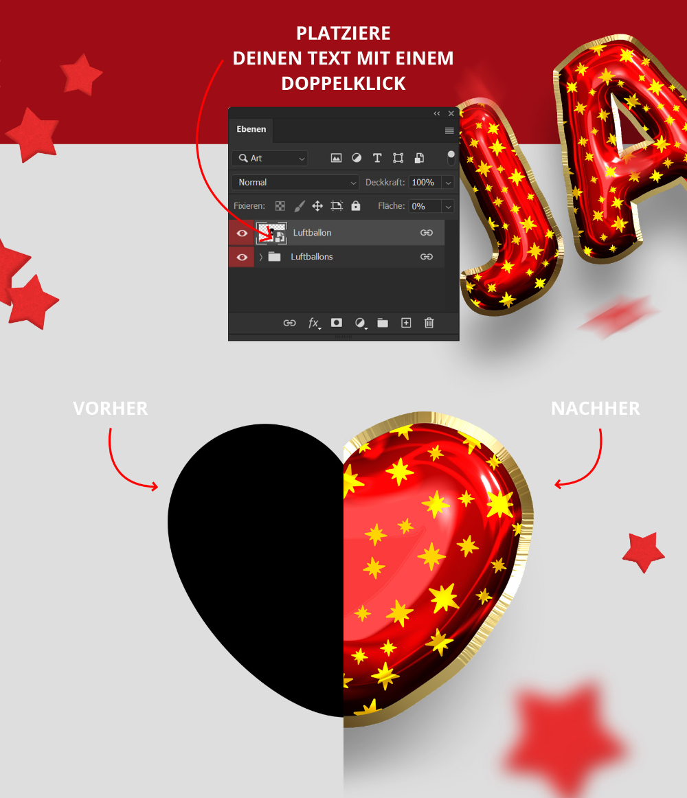 Photoshop Smartobjekte Fur Texte Und Formen Im Luftballon Look In 2020 Photoshop Luftballons Bilder Effekte