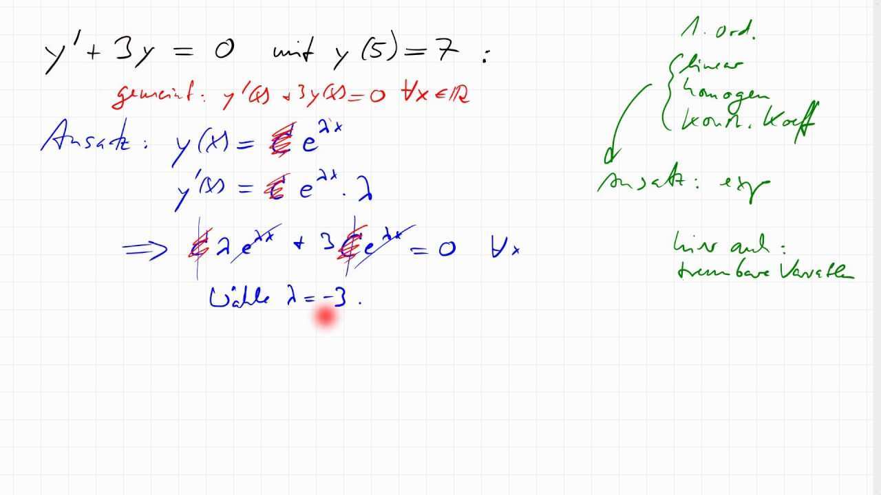 09f 1 Beispiele Fur Lineare Differentialgleichungen 1 Ordnung Youtube