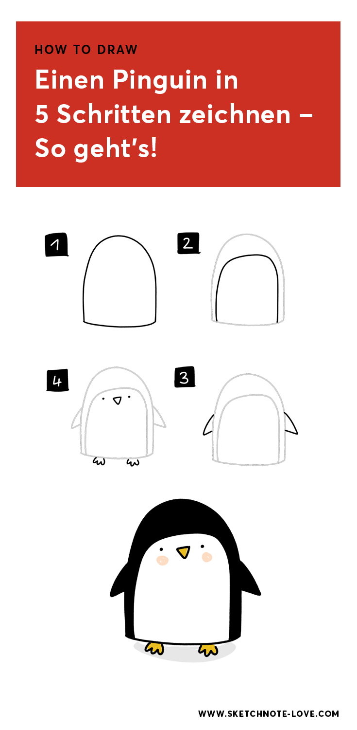How To Draw Pinguine In 5 Schritten Zeichnen Pinguin Zeichnen Zeichenanleitungen Zeichnen Lernen Fur Kinder