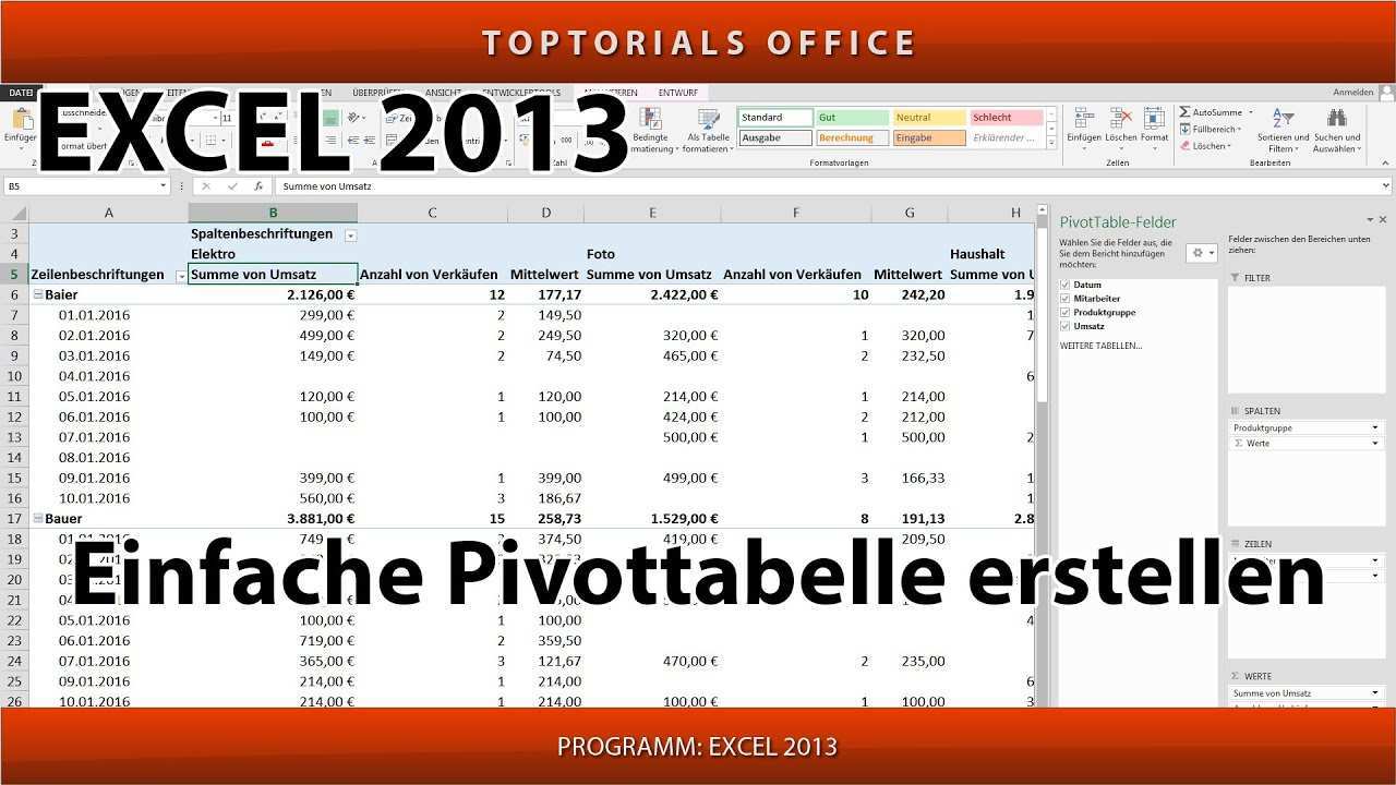 Pivot Tabelle Erstellen Total Leicht Excel Youtube