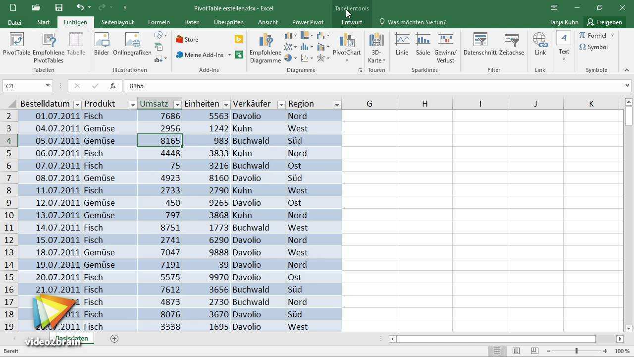 Excel 2016 Pivot Tabellen Tutorial Pivot Tabelle Erstellen Video2brain Com Youtube