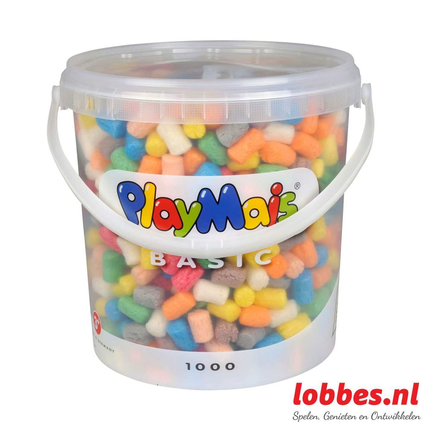 Playmais Basic Emmer 10 Liter 1000 Stukjes Vrolijke Kleuren Emmer Speelgoed