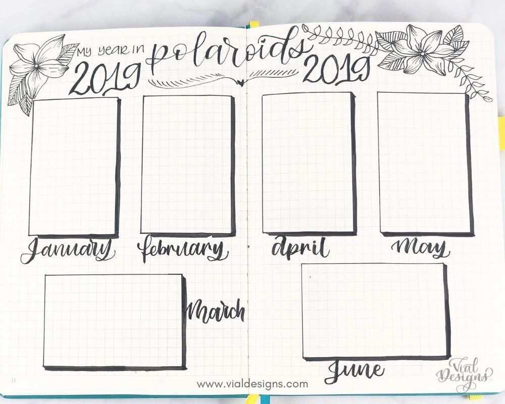My Bullet Journal Setup 2019 A Year In Polaroids Page By Vial Designs Bullet Journal Set Up Ideas Bullet Journal Bullet Journal Work Bullet Journal School