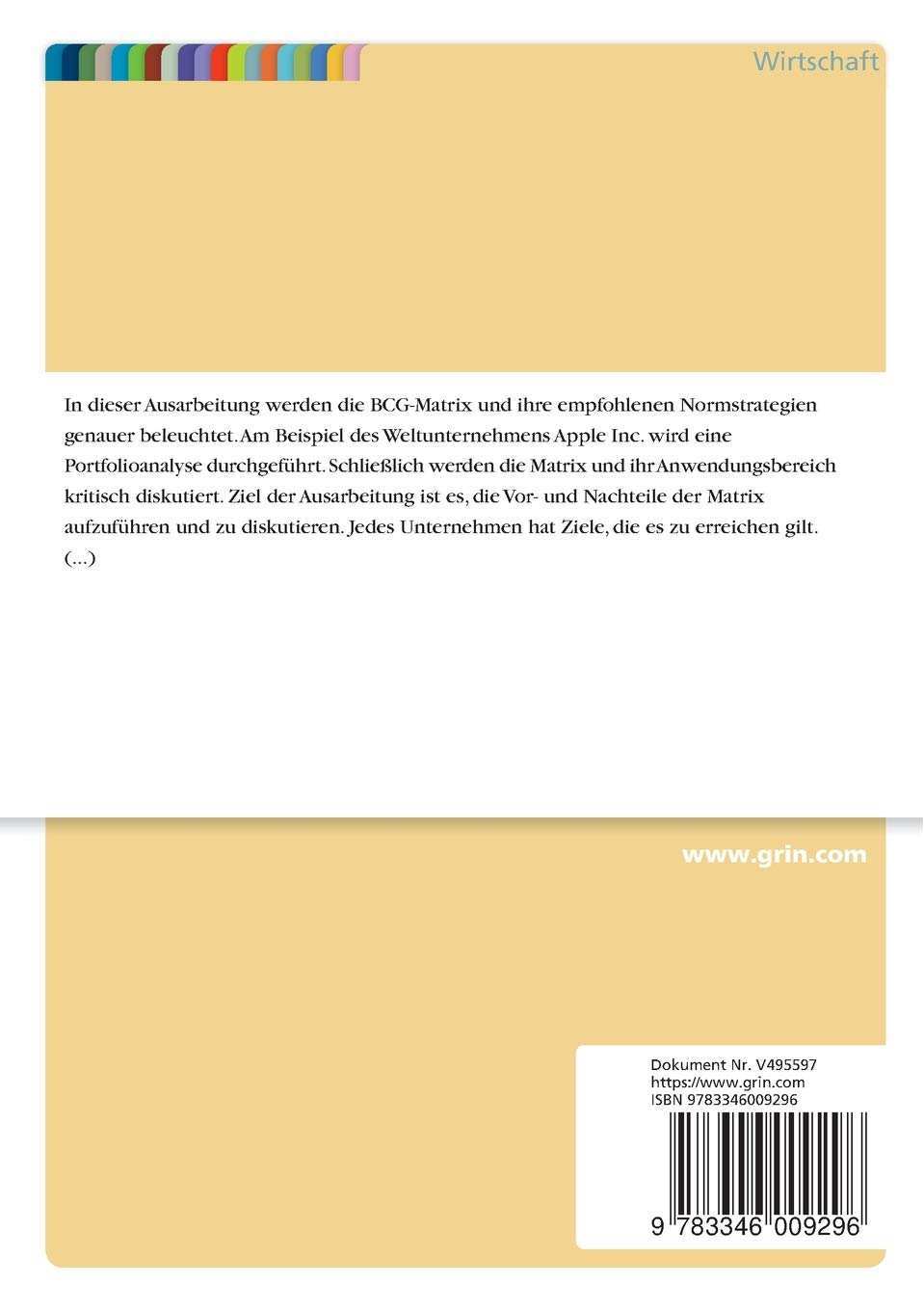 Kritische Diskussion Der Bcg Matrix Bei Apple German Edition Anonym 9783346009296 Amazon Com Books