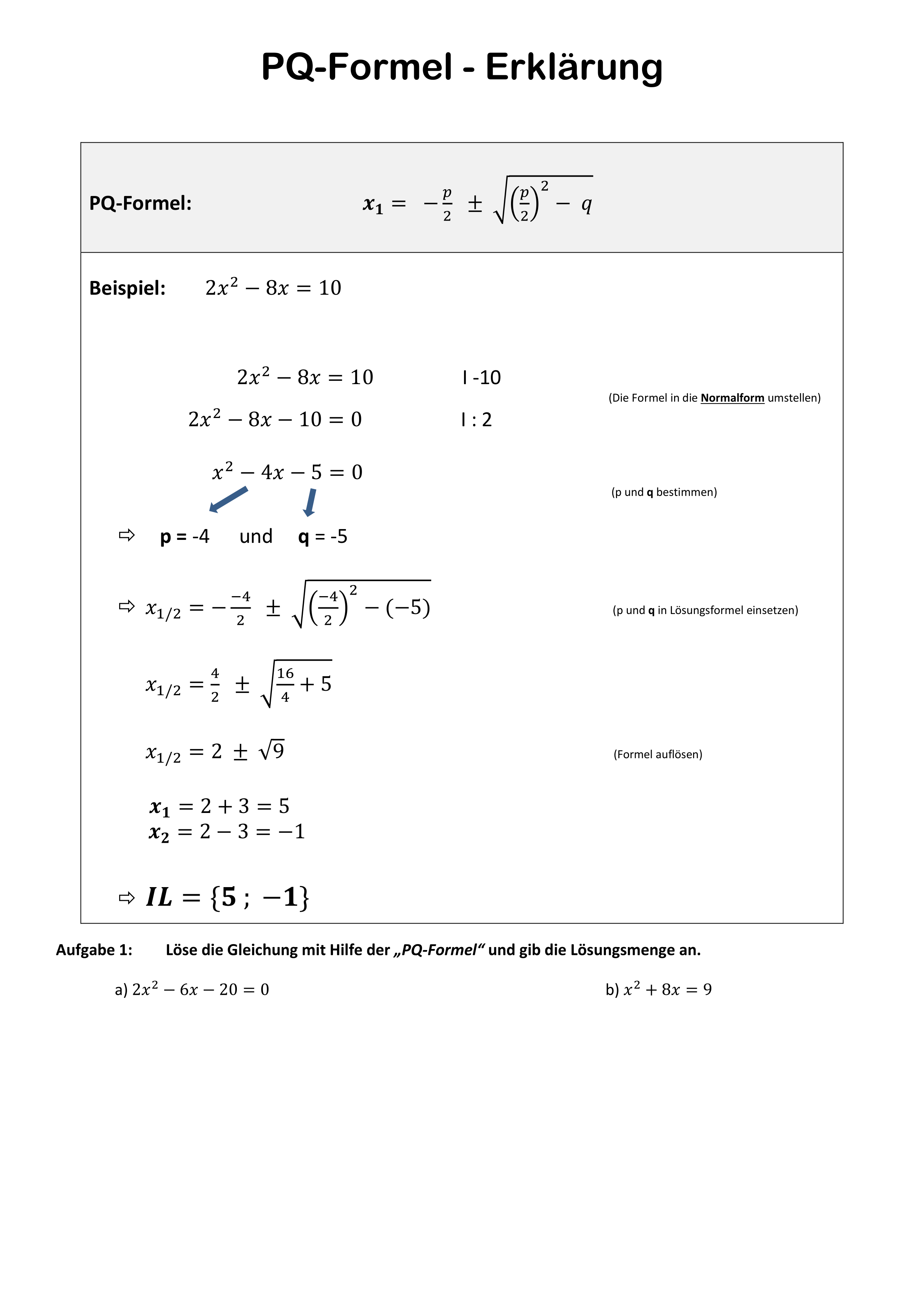 Information Und Ubung Pq Formel Quadratische Gleichungen Bzw Funktionen Unterrichtsmaterial Im Fach Mathematik In 2020 Nachhilfe Mathe Mathe Formeln Gleichungen