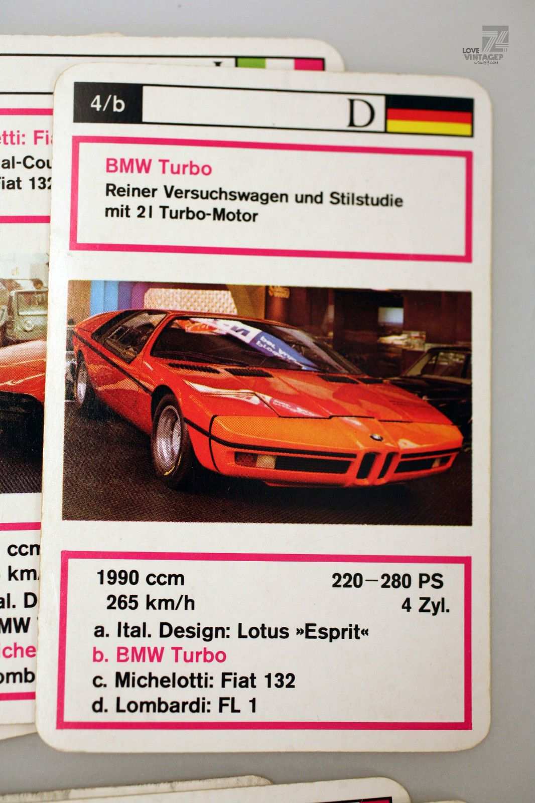 Prototypen Fx Schmid Vintage 1970 S Spielkarten Quartett Auto Lose Lotus Esprit Kartenspiel Karte Spiel