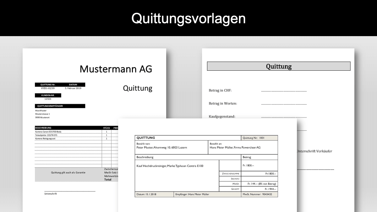 Download Quittung Vorlage Schweiz Gratis Download Im Word Excel Forma.
