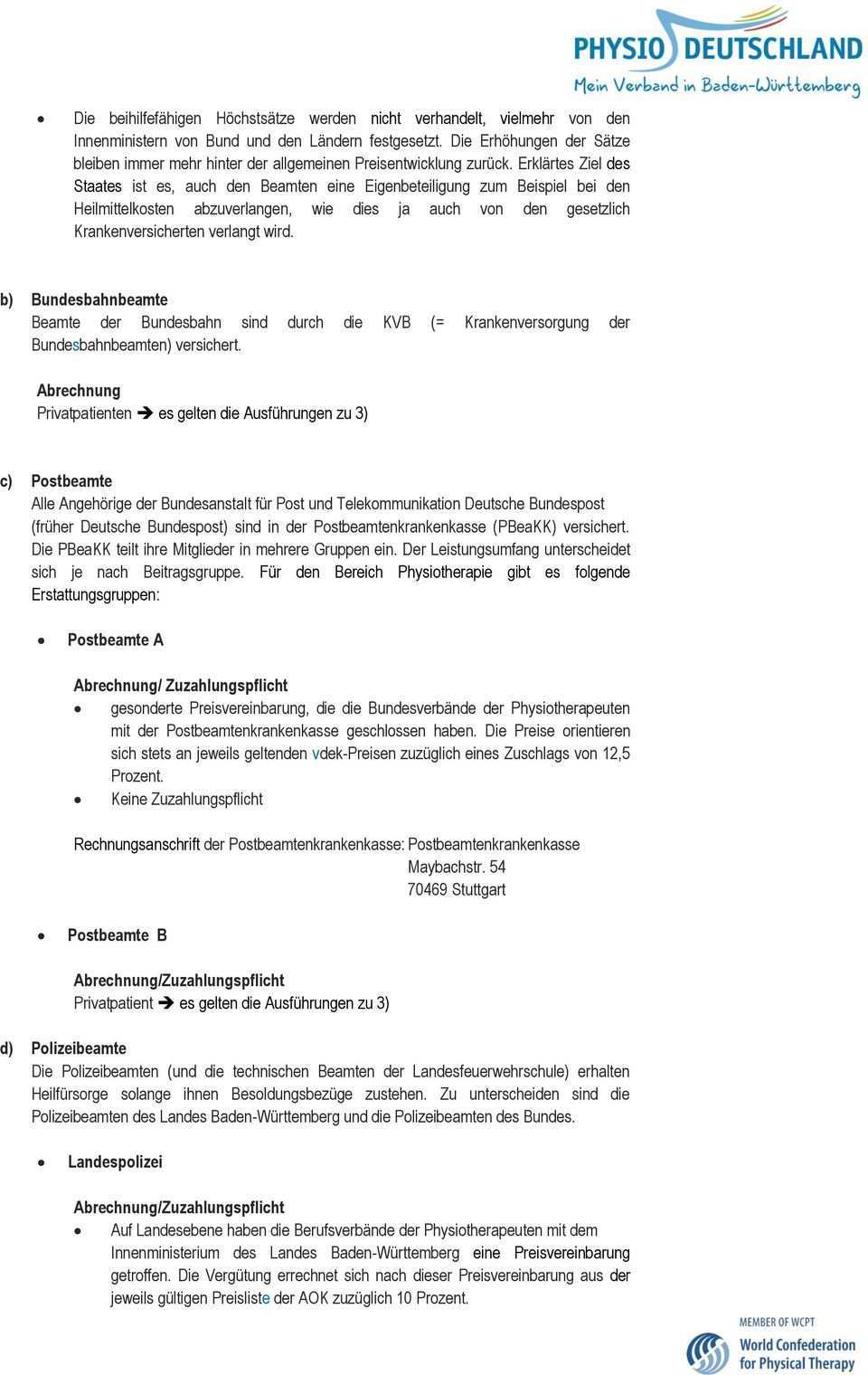 Verbandsinformation Infoblatt Preise Und Abrechnung In Der Physiotherapie Pdf Kostenfreier Download
