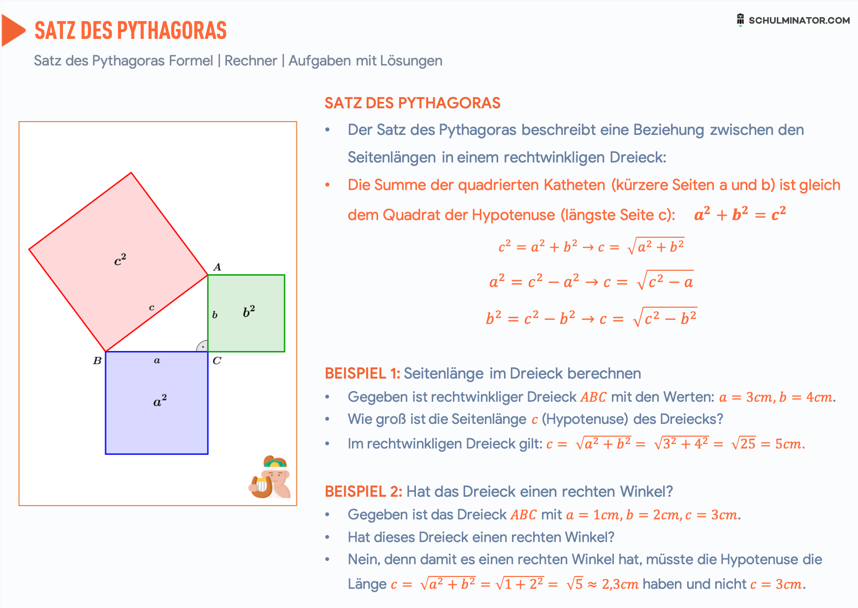 Satz Des Pythagoras Formel Anwendung Satz Des Pythagoras Lernen Tipps Schule Mathe Formeln