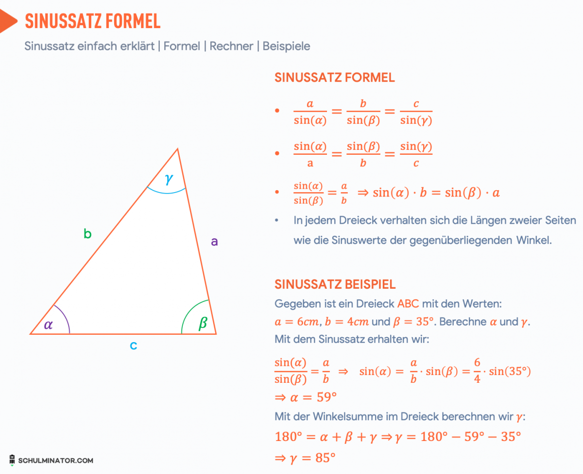 Sinussatz Einfach Erklart Formel Rechner Aufgaben Mathe Formeln Trigonometrie Mathe Unterrichten