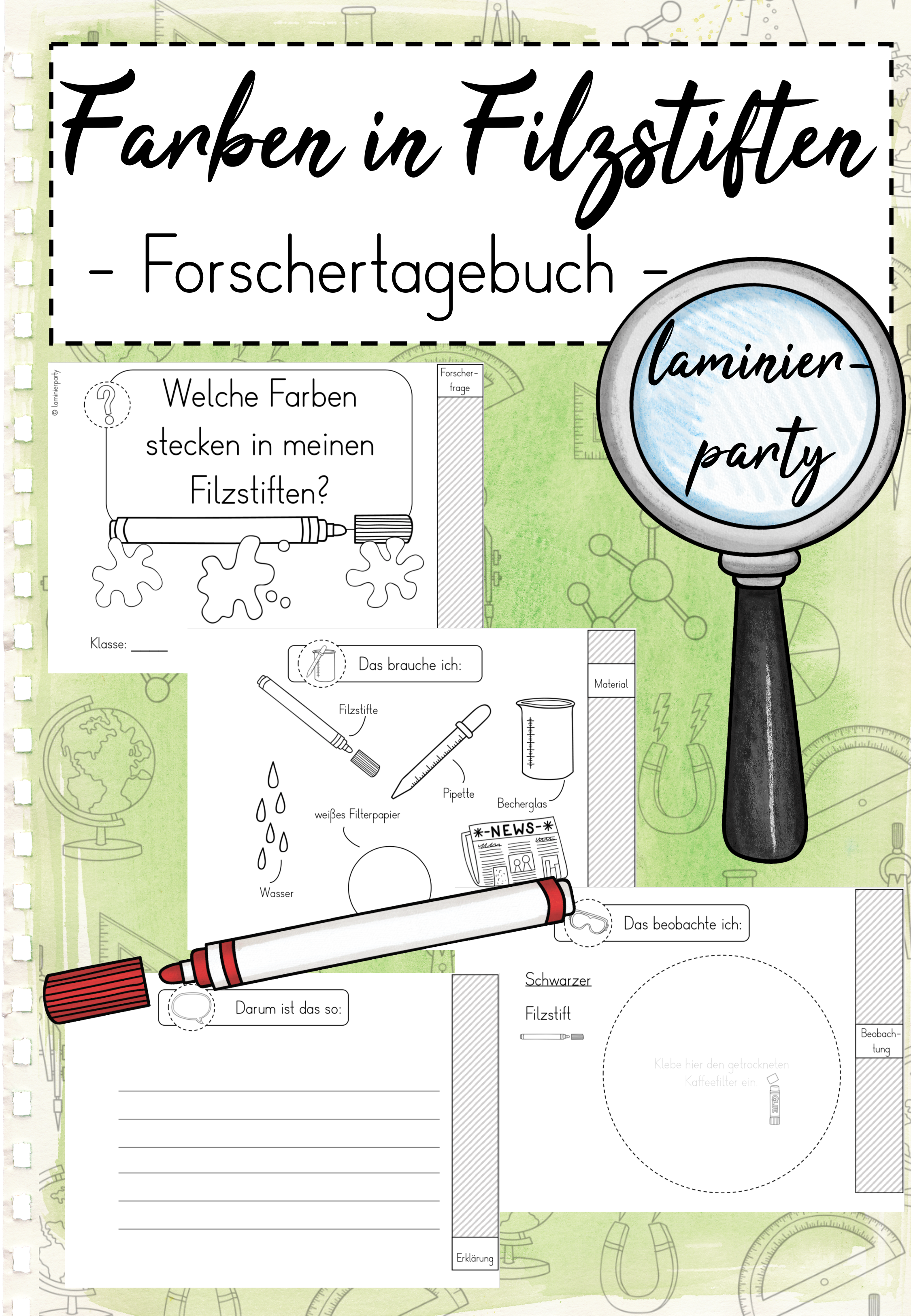 Forschertagebuch Farben In Filzstiften Unterrichtsmaterial Im Fach Chemie Filzstift Forscher Stift
