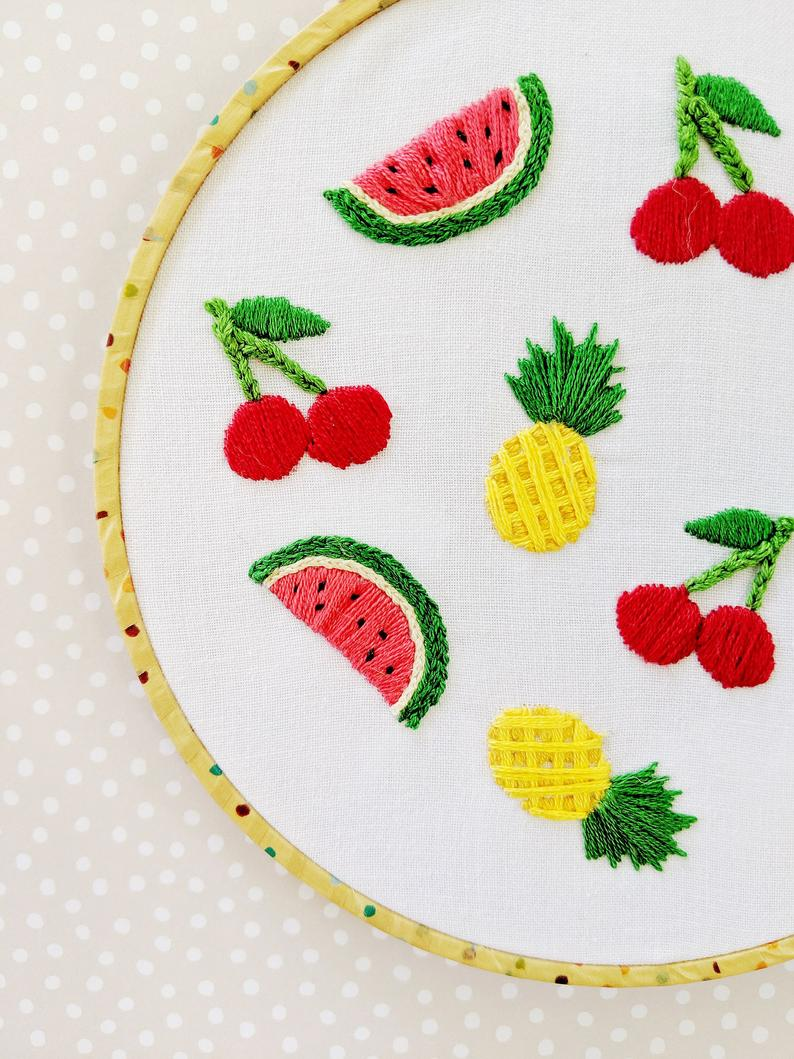 Hand Embroidery Pdf Pattern Fruit Salad Design Digital Etsy Simple Embroidery Designs Simple Embroidery Hand Embroidery Art