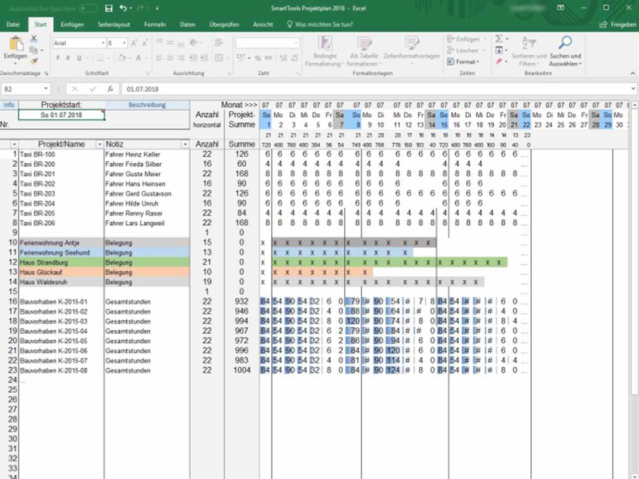 Smarttools Excel Projektplan 2018 Projektmanagement Freeware