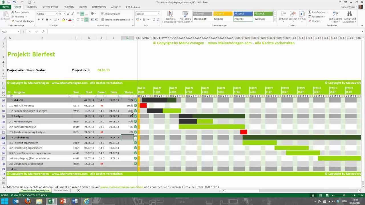 Tutorial Fur Excel Projektplan Terminplan Zeitplan Meinevolagen Com Youtube