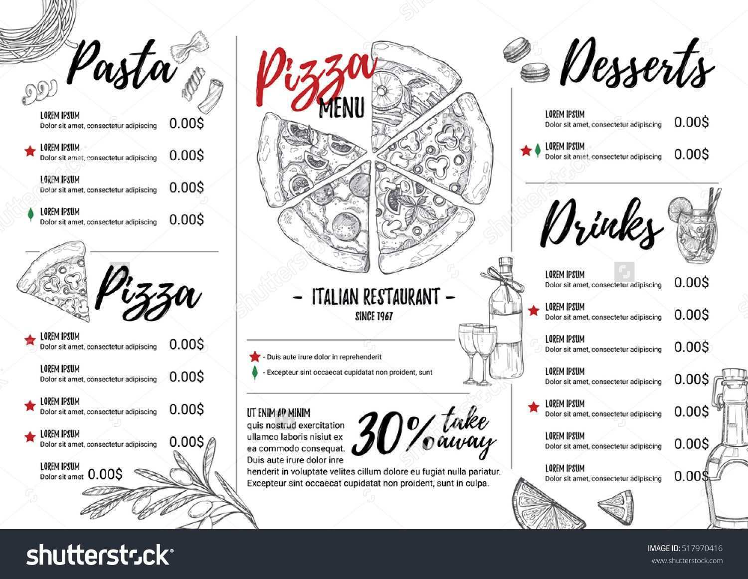 Hand Drawn Vector Illustration Italian Menu Pasta And Pizza Perfect For Restaurant Brochure Cafe Flyer Delivery Menu Hande Zeichnen Grafik Vektorgrafik