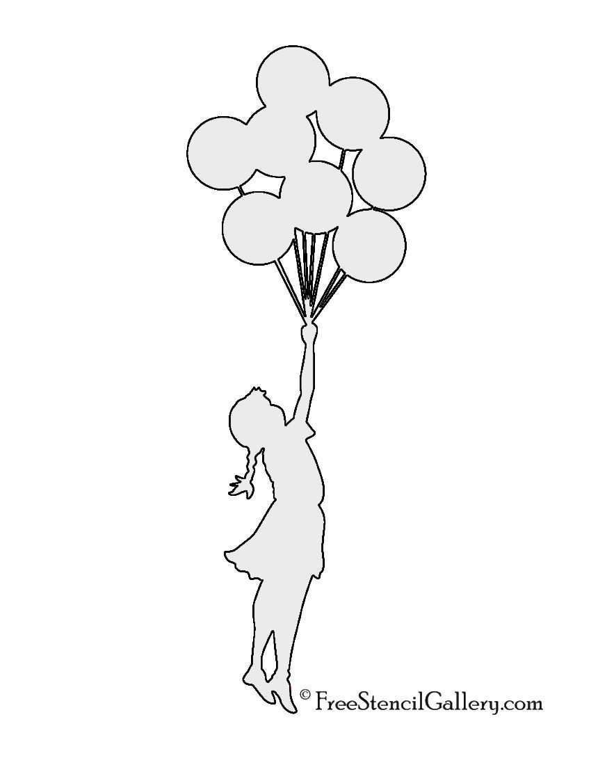 Banksy Girl Floating With Balloons Free Stencils Printables Stencil Graffiti Stencils Printables
