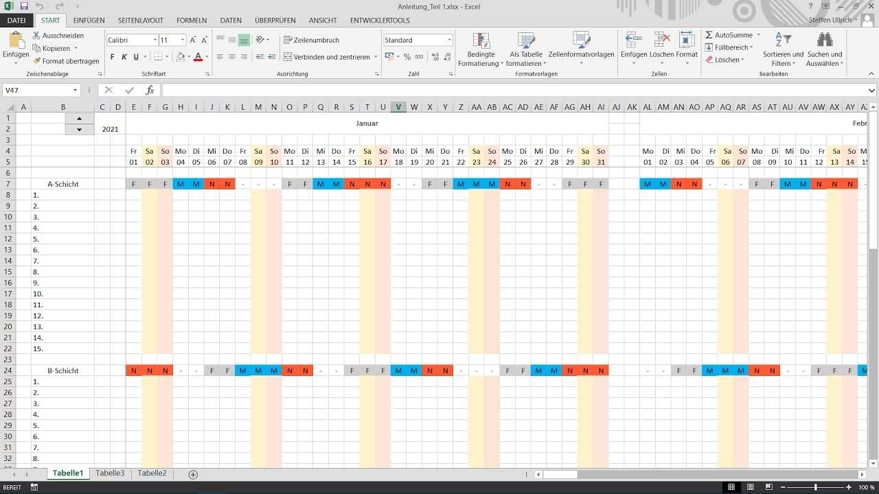 Excel Schichtplan Erstellen Teil 3 Bedingte Formatierung We Schichten Schichtplan Erstellen Planer Excel Tipps