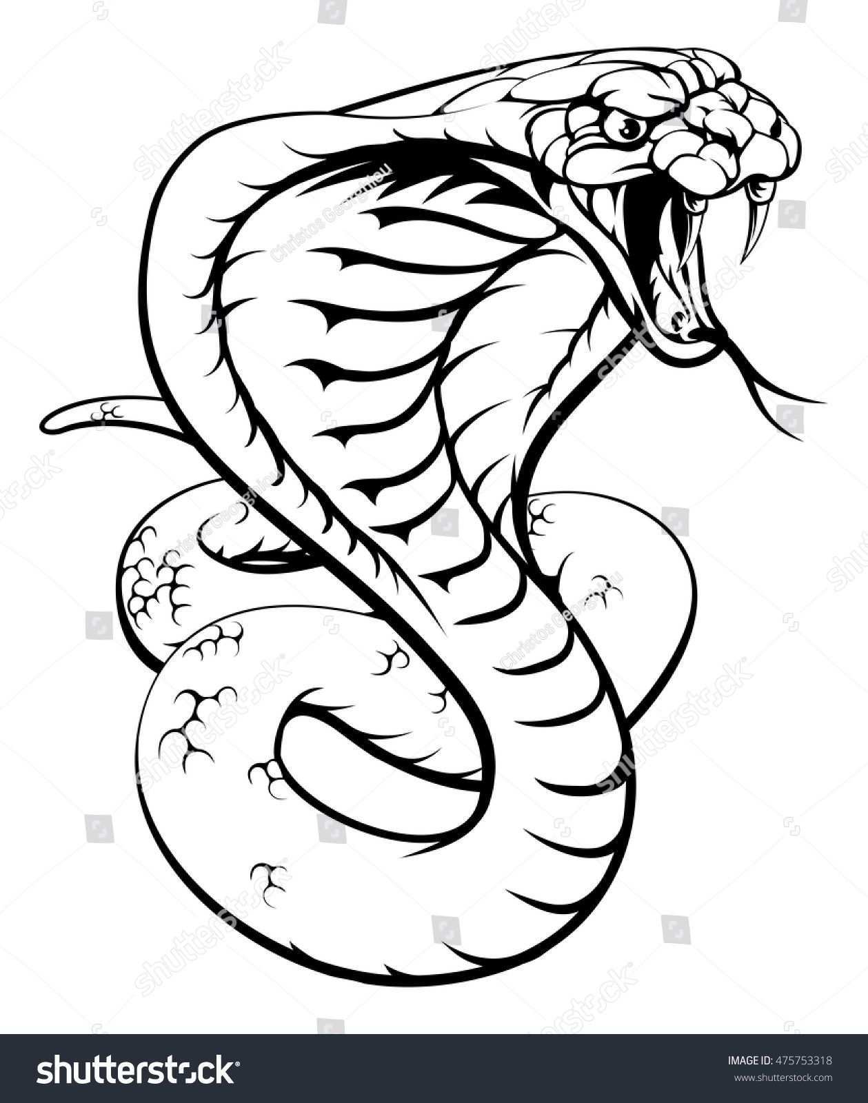 An Illustration Of A King Cobra Snake In Black And White Konigskobra Tattoo Schlange Zeichnung Schlange Kunst