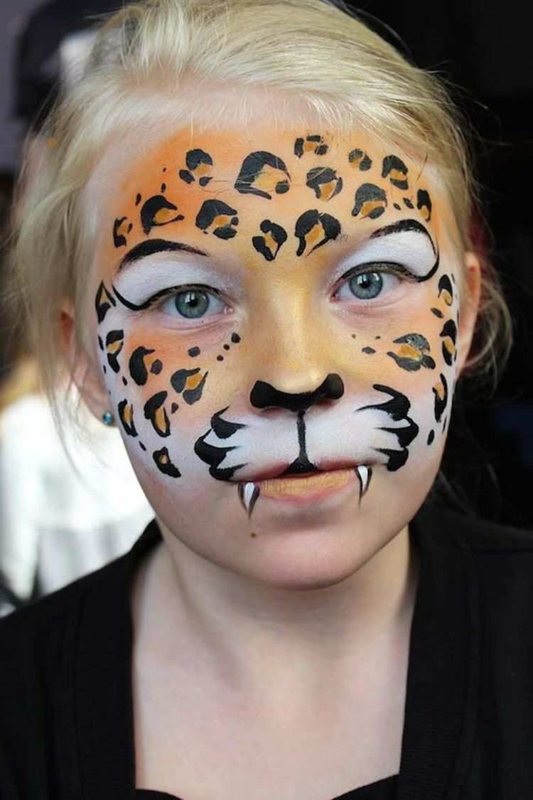 Kinderschminken Fasching Leopard Gesicht Makeup Leopard Fasching Leopard Schminken Kinder Schminken Gesichtsbemalung