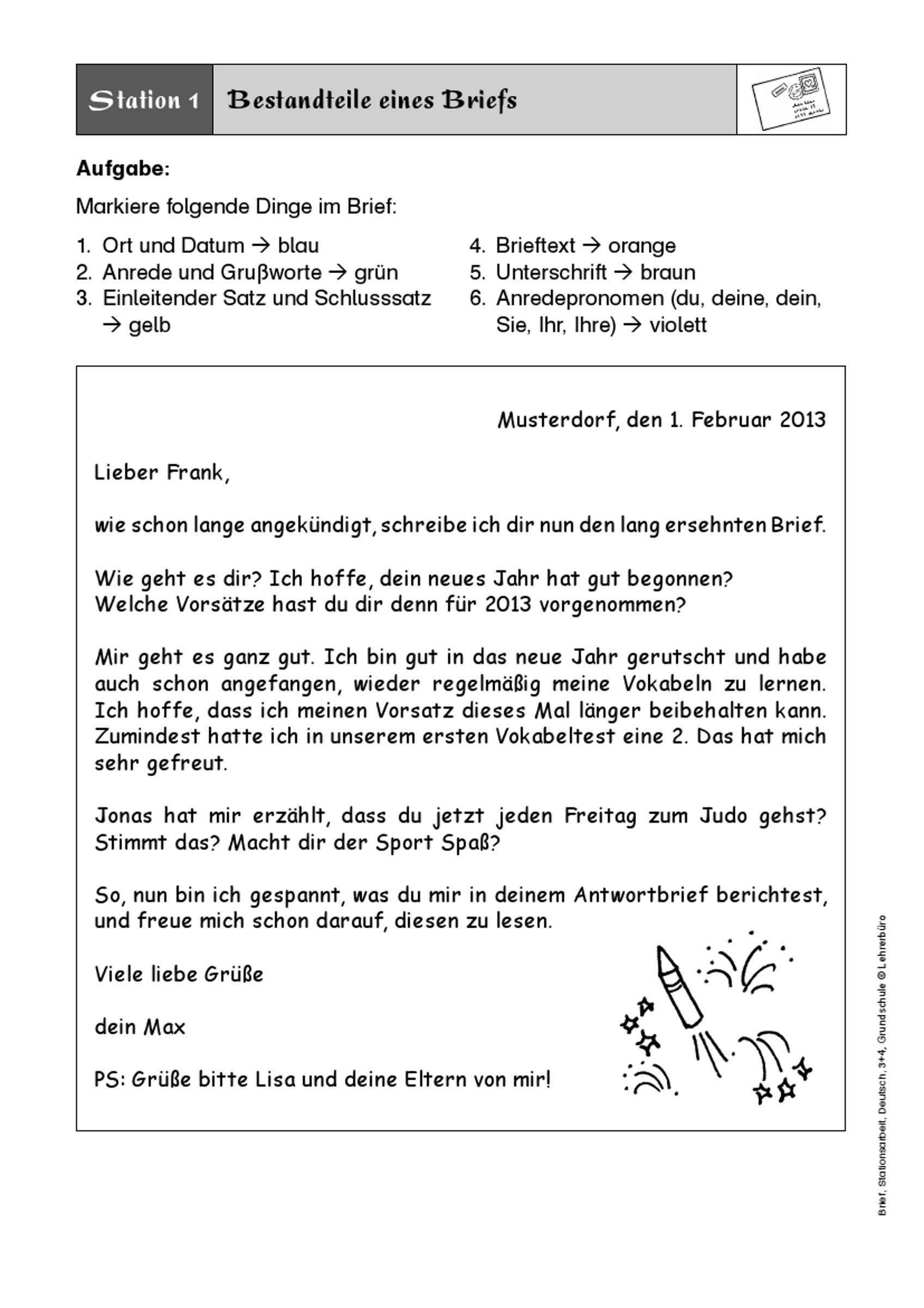 Schlusssatz Vorladung Workshop Brief Schreiben Grundschule Briefe Schreiben Brief