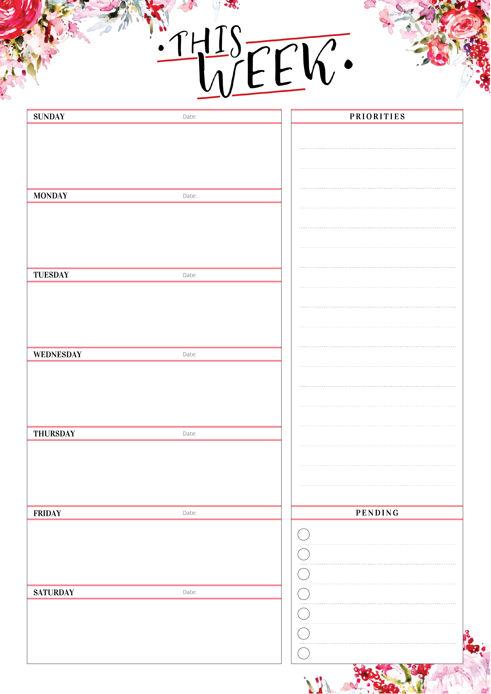 Free Printable Weekly Planner With Priorities Pdf Download Weekly Planner Template Weekly Planner Free Printable Weekly Planner Free