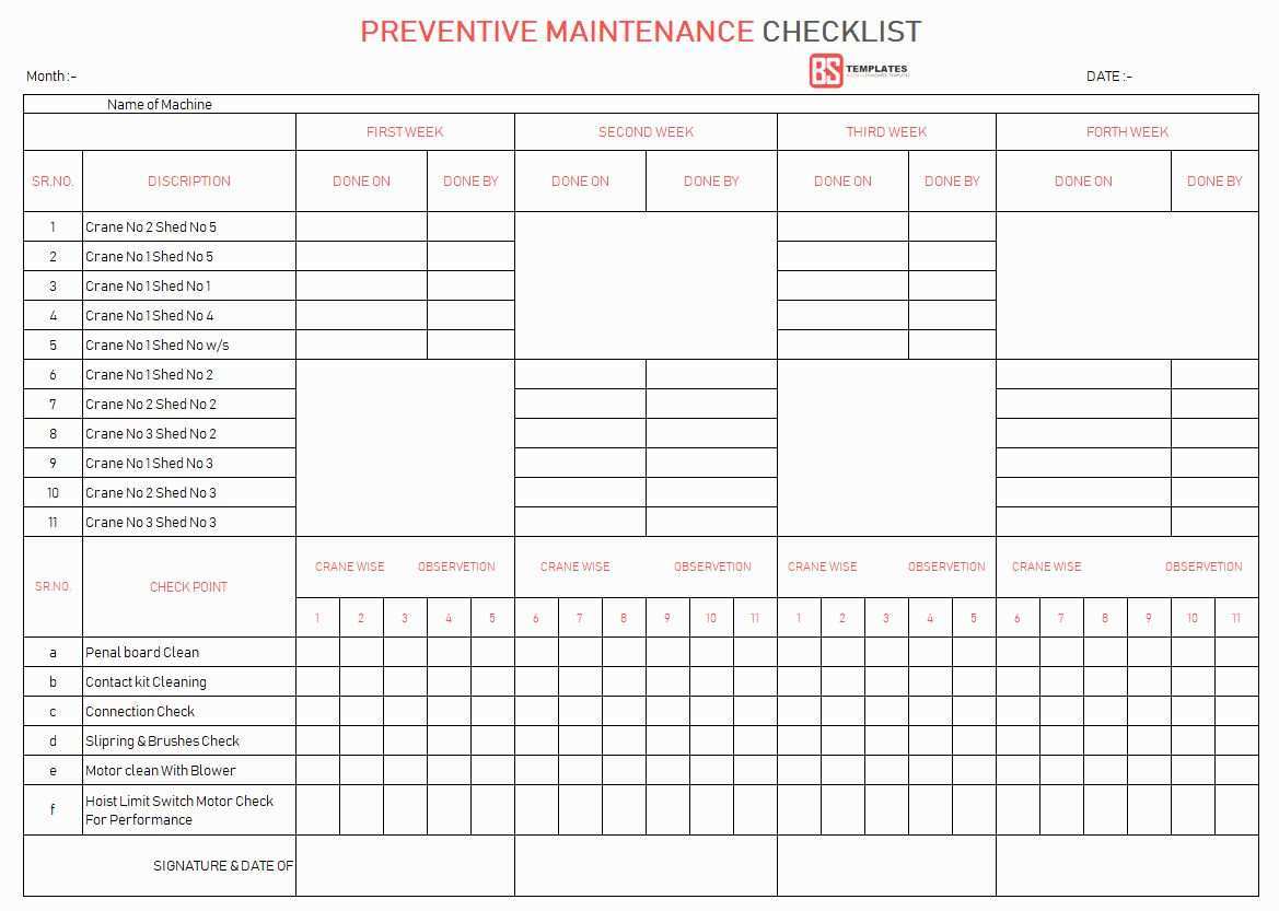 Preventive Maintenance Schedule Format Pdf Beautiful Maintenance Checklist Template 10 Daily Weekly Checklist Template Maintenance Checklist Schedule Template