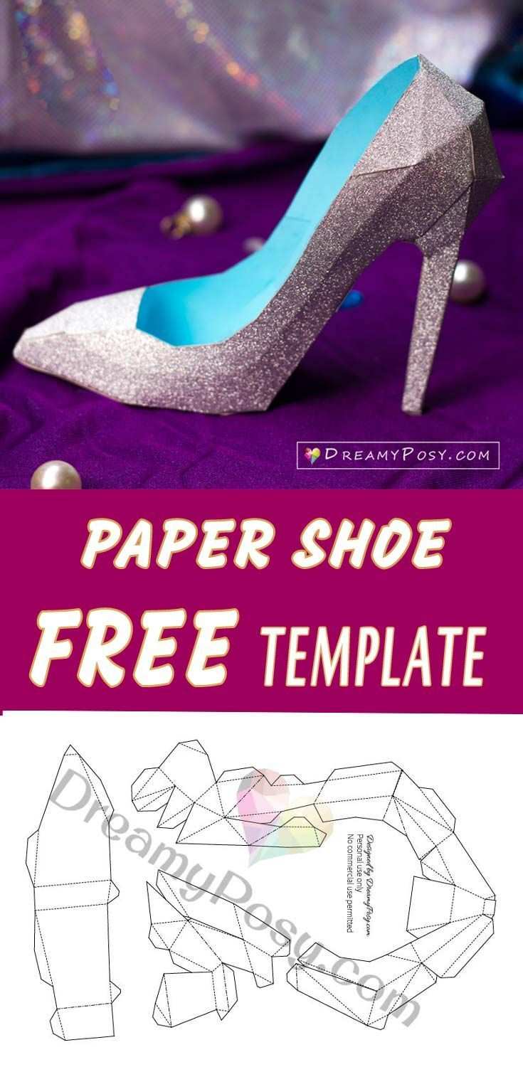 How To Make 3d Paper Shoe As A Gift Box Free Template Paper Shoes Shoe Template Template Free
