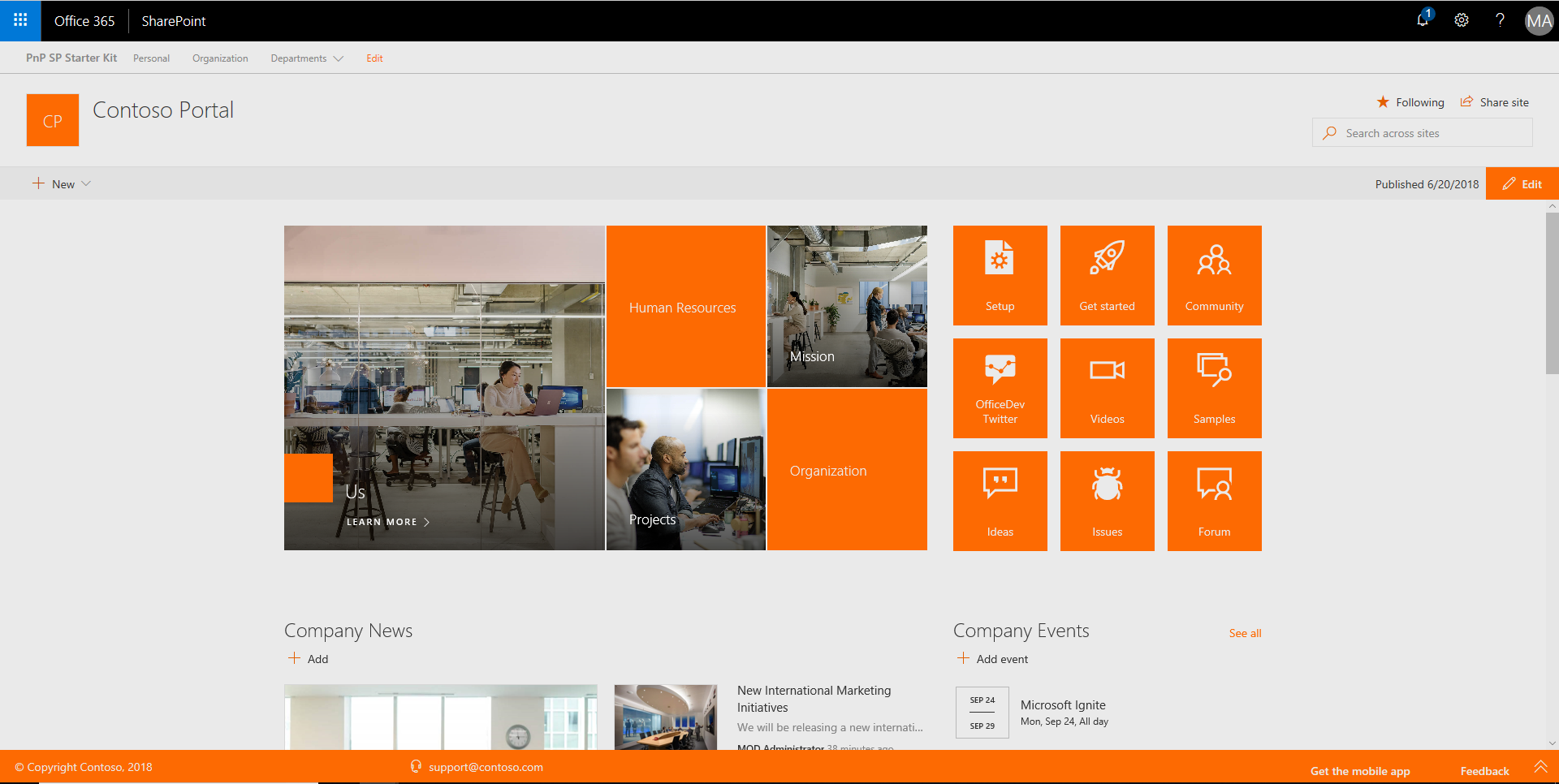 Modernui Intranet Mit Pnp Sharepoint Starter Kit Office 365 Blog
