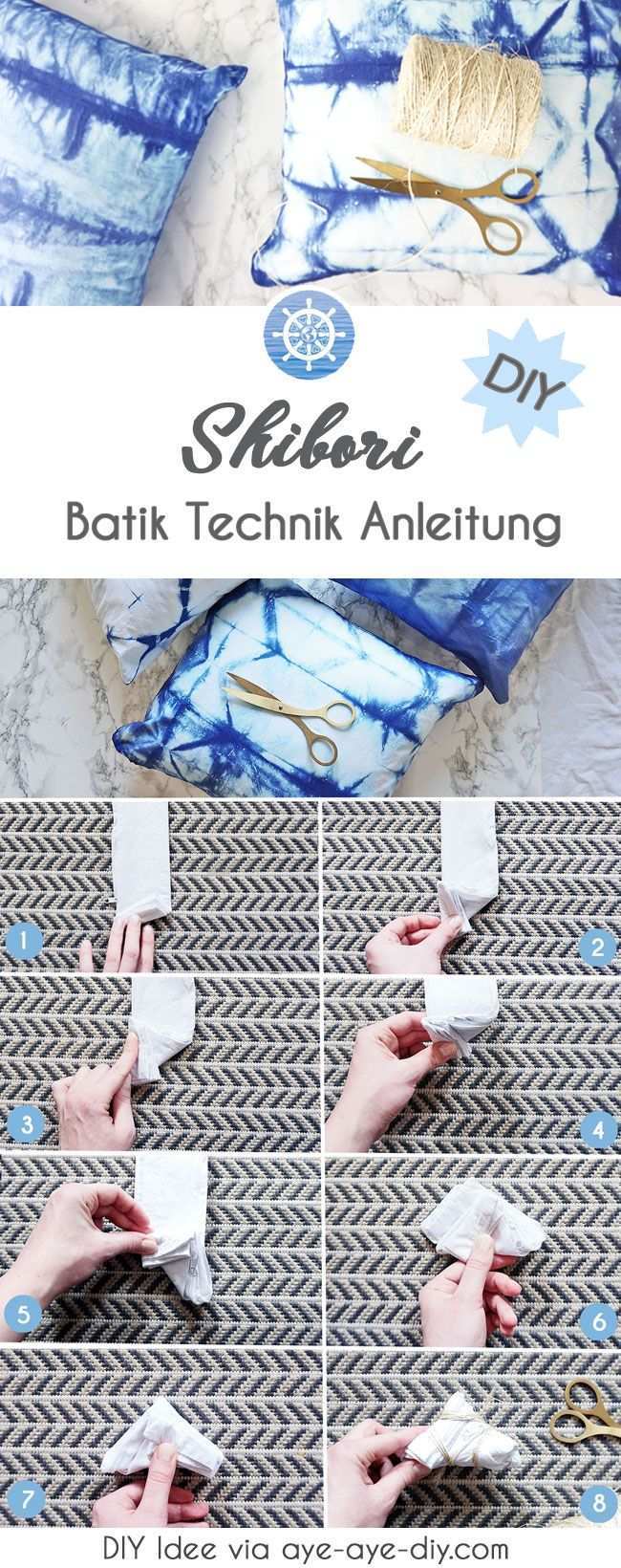 Shibori Batik Technik Lernen 3 Kissen Muster Balkon Diy Aye Aye Diy Batik Technik Shibori Shibori Techniken