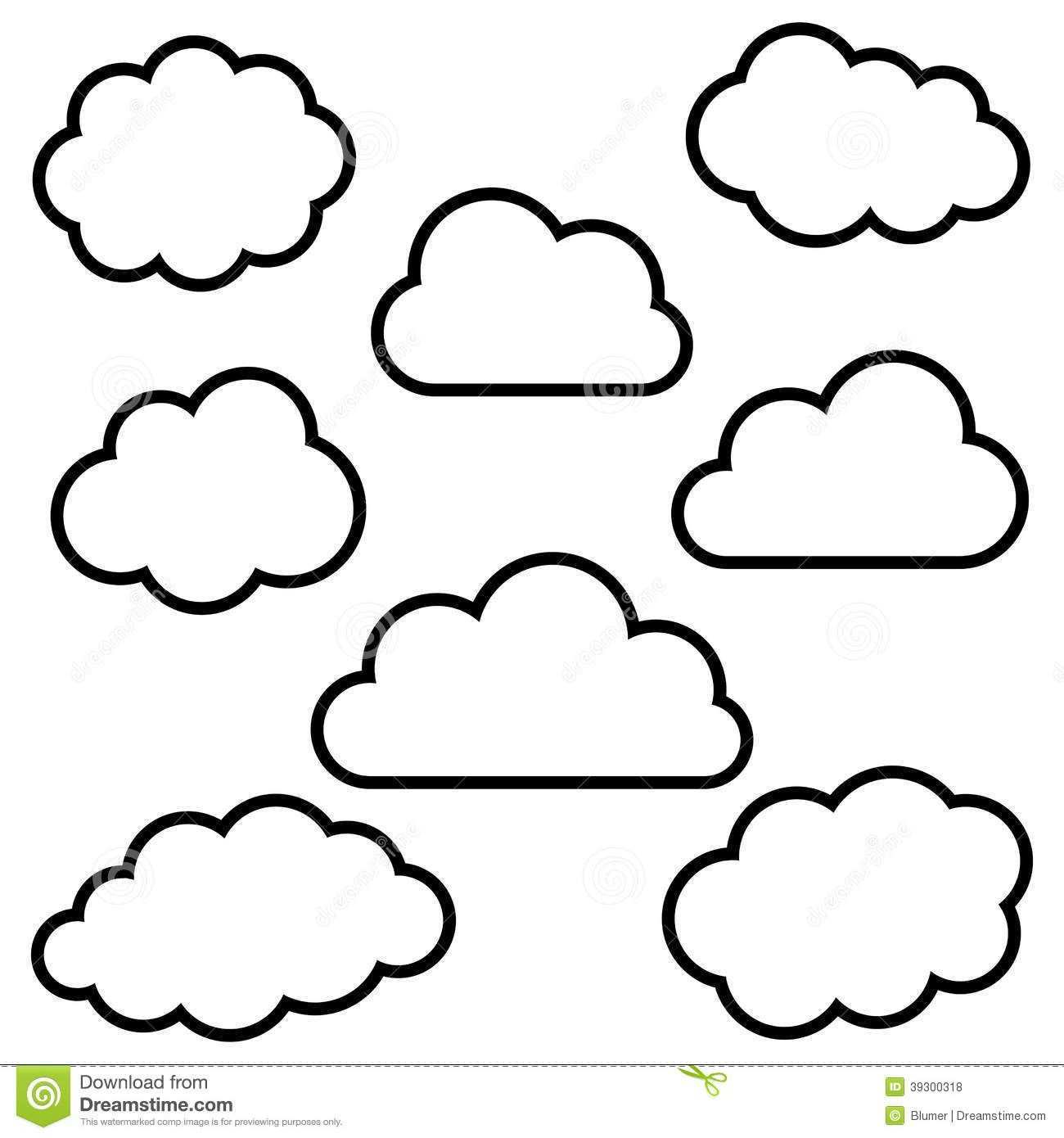 Free Download Sky Clouds Outline Clipart For Your Creation Cloud Outline Cloud Stencil Cloud Template