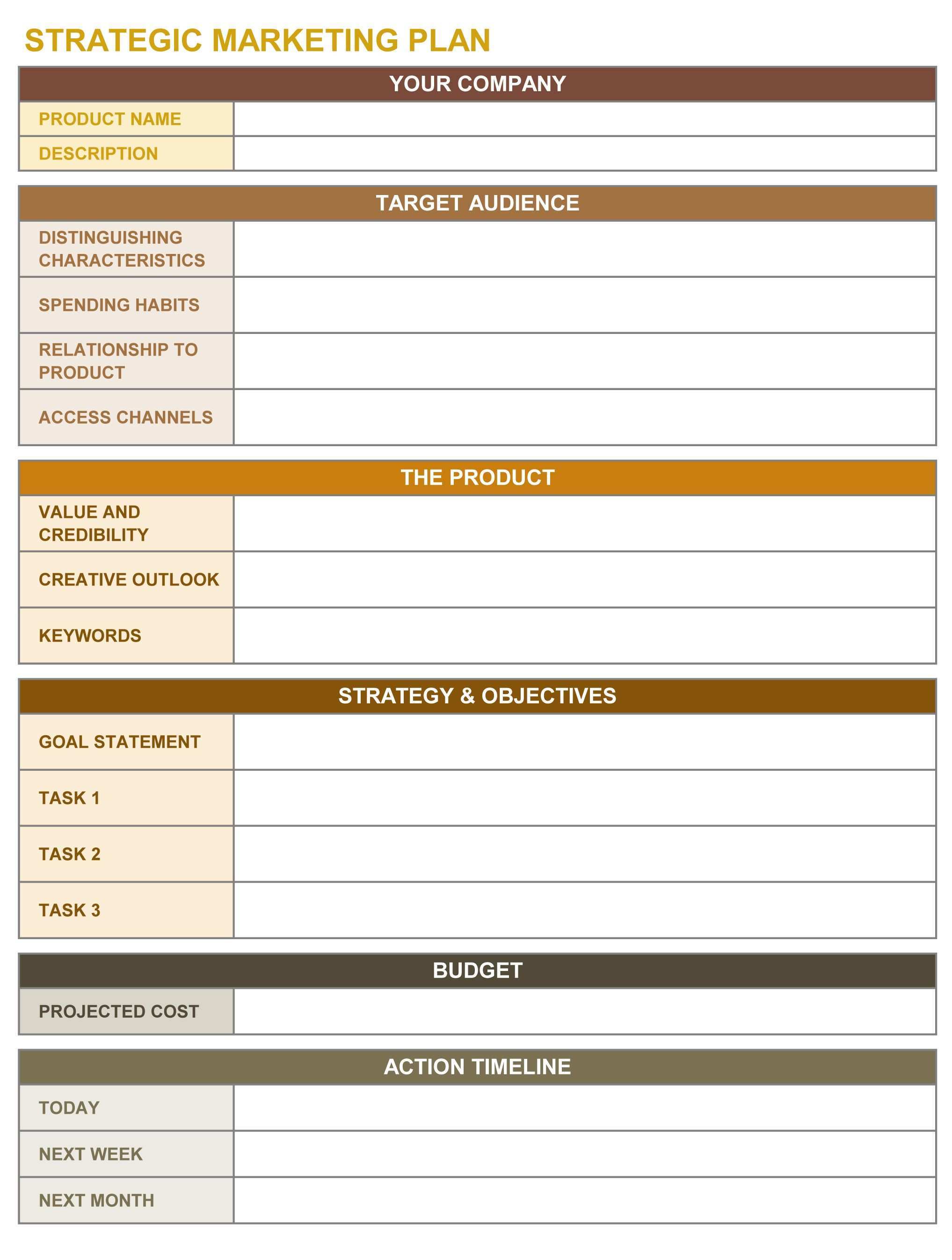 Strategic Marketing Plan Excel Template Strategic Planning Template Strategic Marketing Plan Marketing Strategy Template