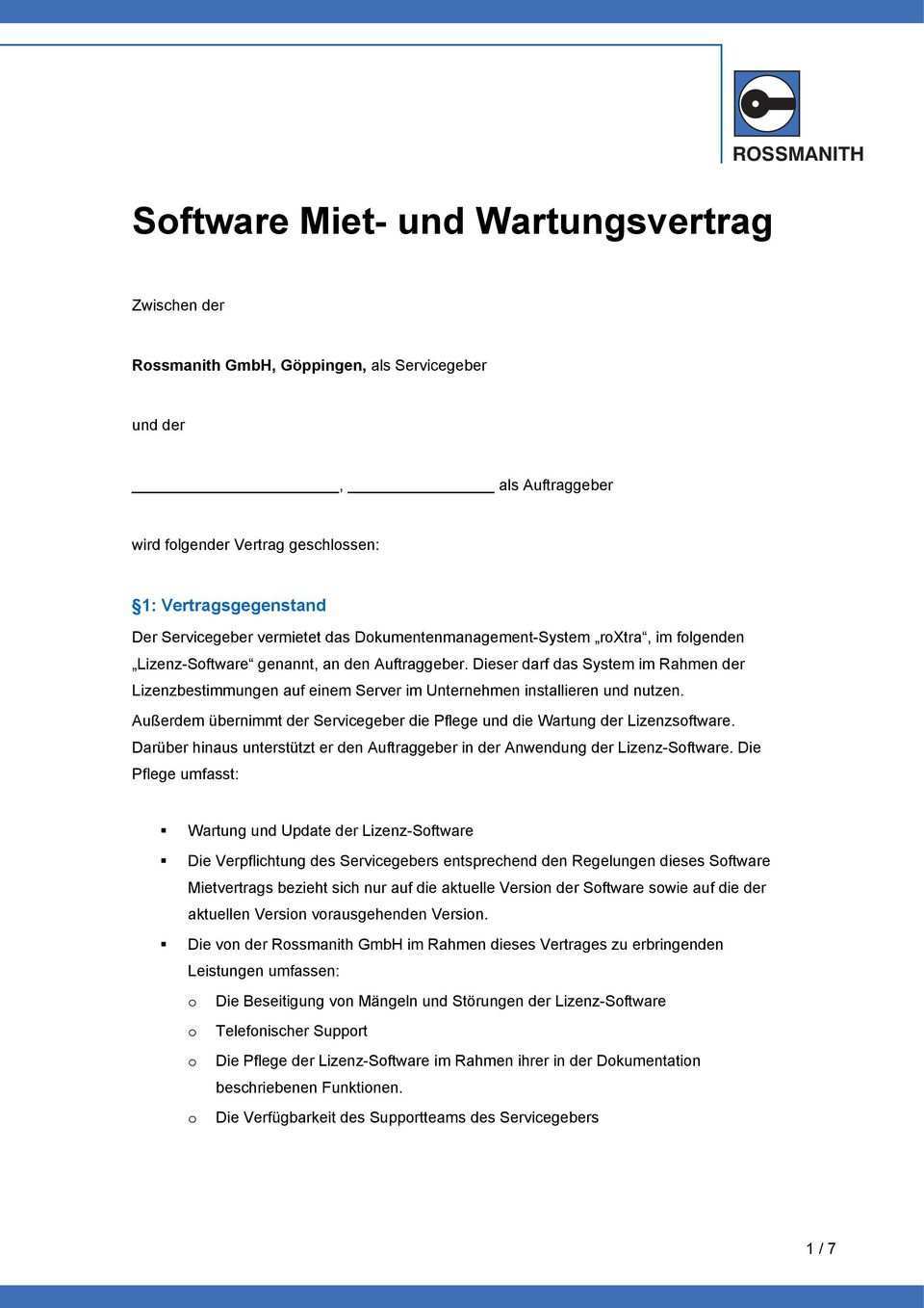 Software Miet Und Wartungsvertrag Pdf Free Download